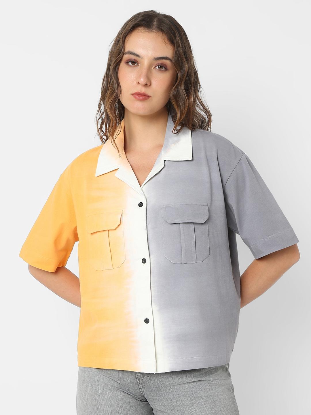 Boxy Fit Ombre Resort Collar Shirt