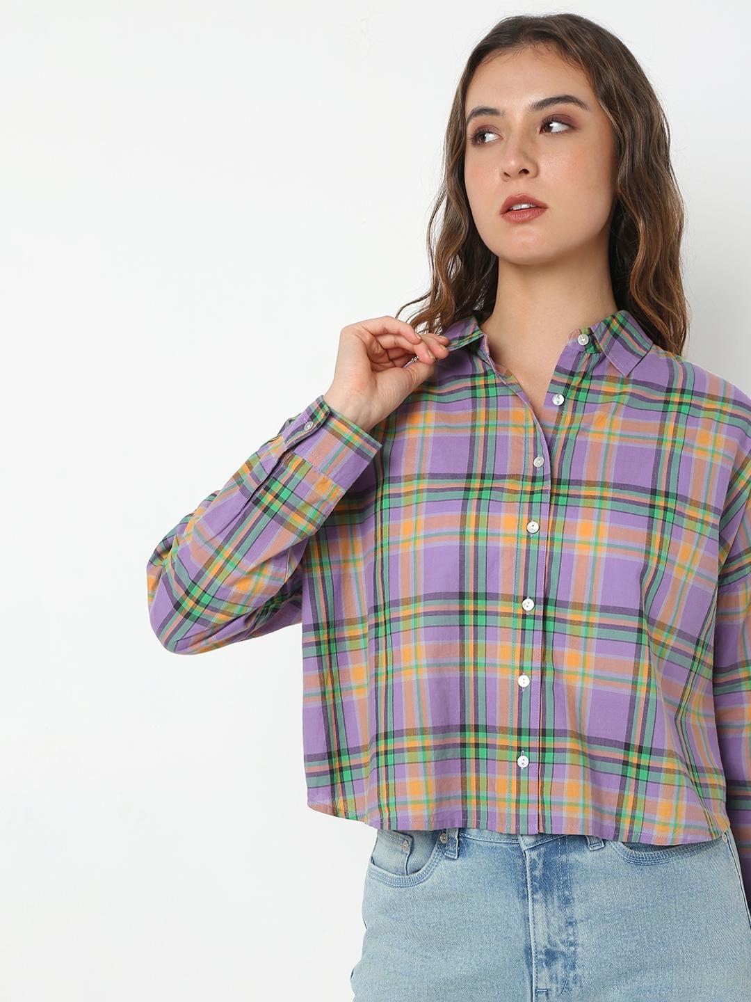 Boxy Fit Classic Collar Lavender Shirt