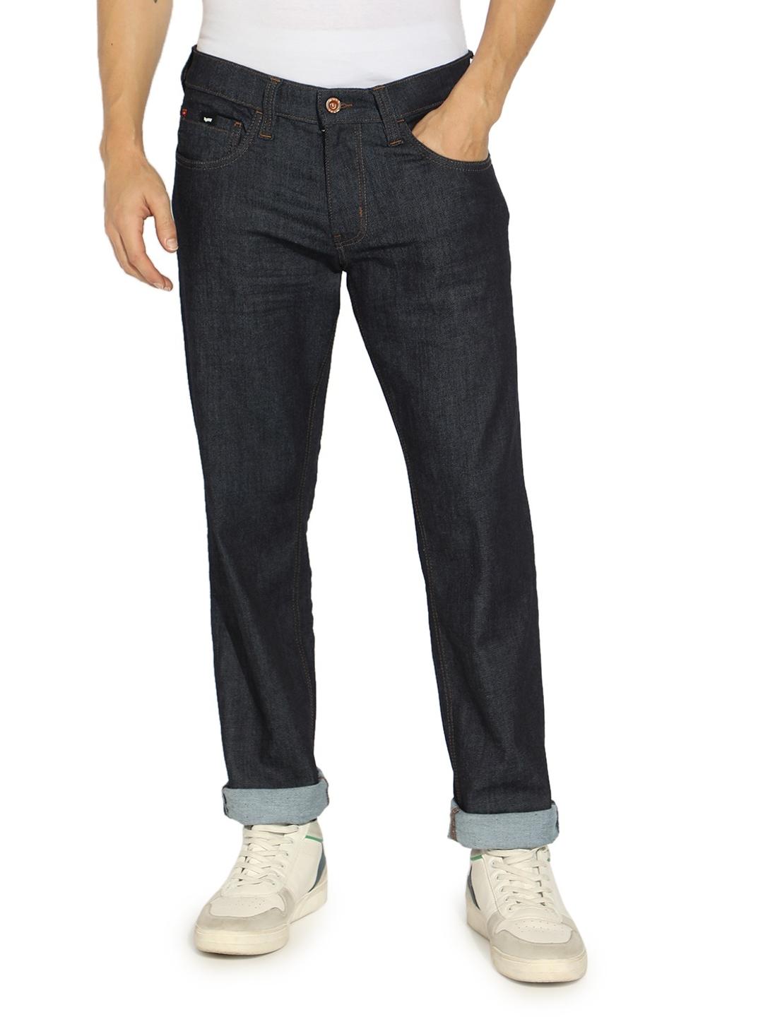 Solid Straight Fit Mid Rise Denim