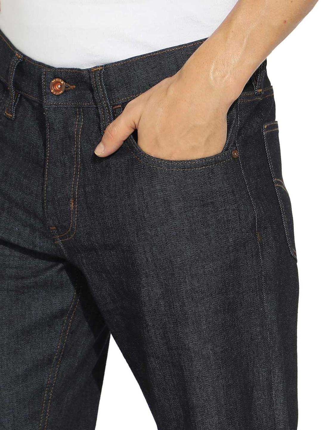 Solid Straight Fit Mid Rise Denim