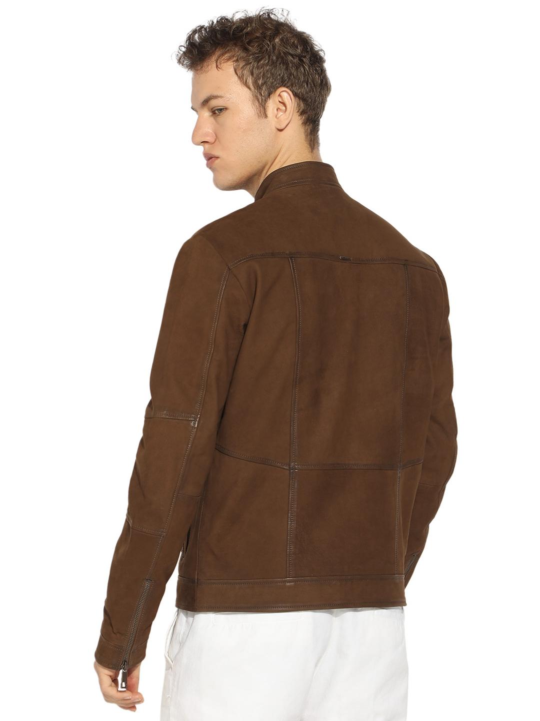 Leather Jacket with Zipper Closure Pockets