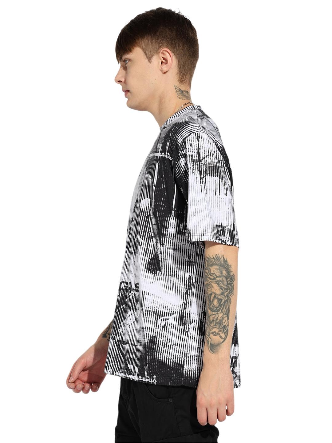 All Over Printed Boxy Fit Crew Neck T-Shirt