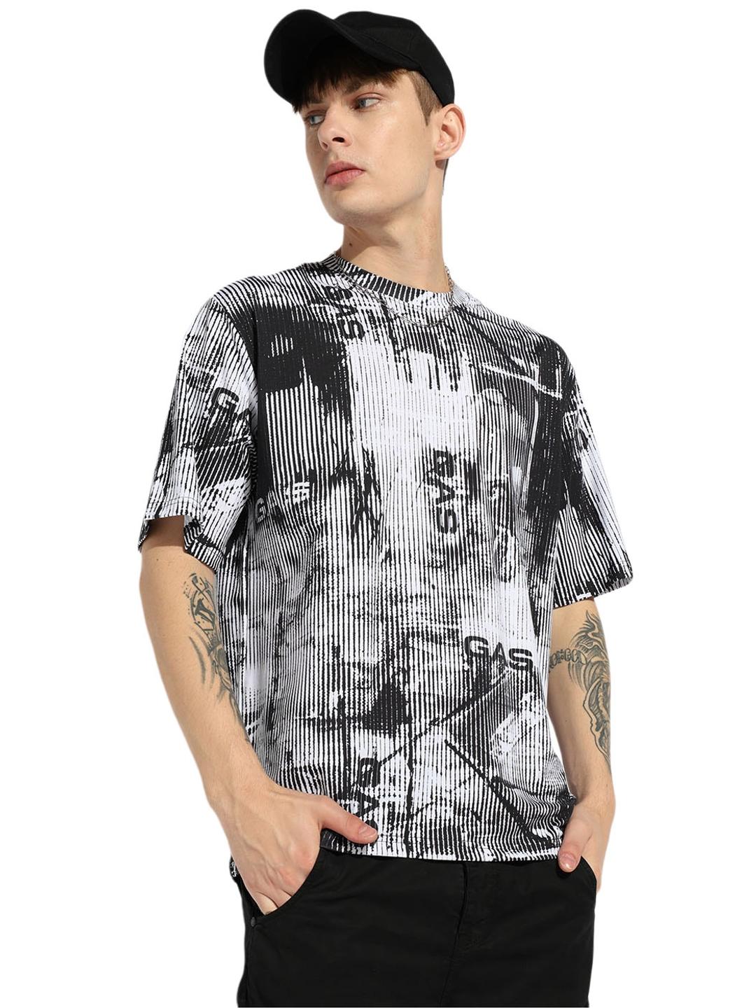 All Over Printed Boxy Fit Crew Neck T-Shirt