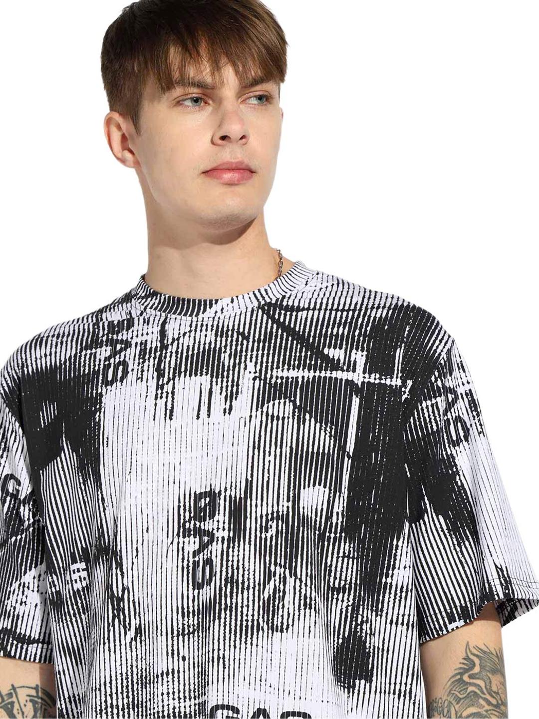 All Over Printed Boxy Fit Crew Neck T-Shirt