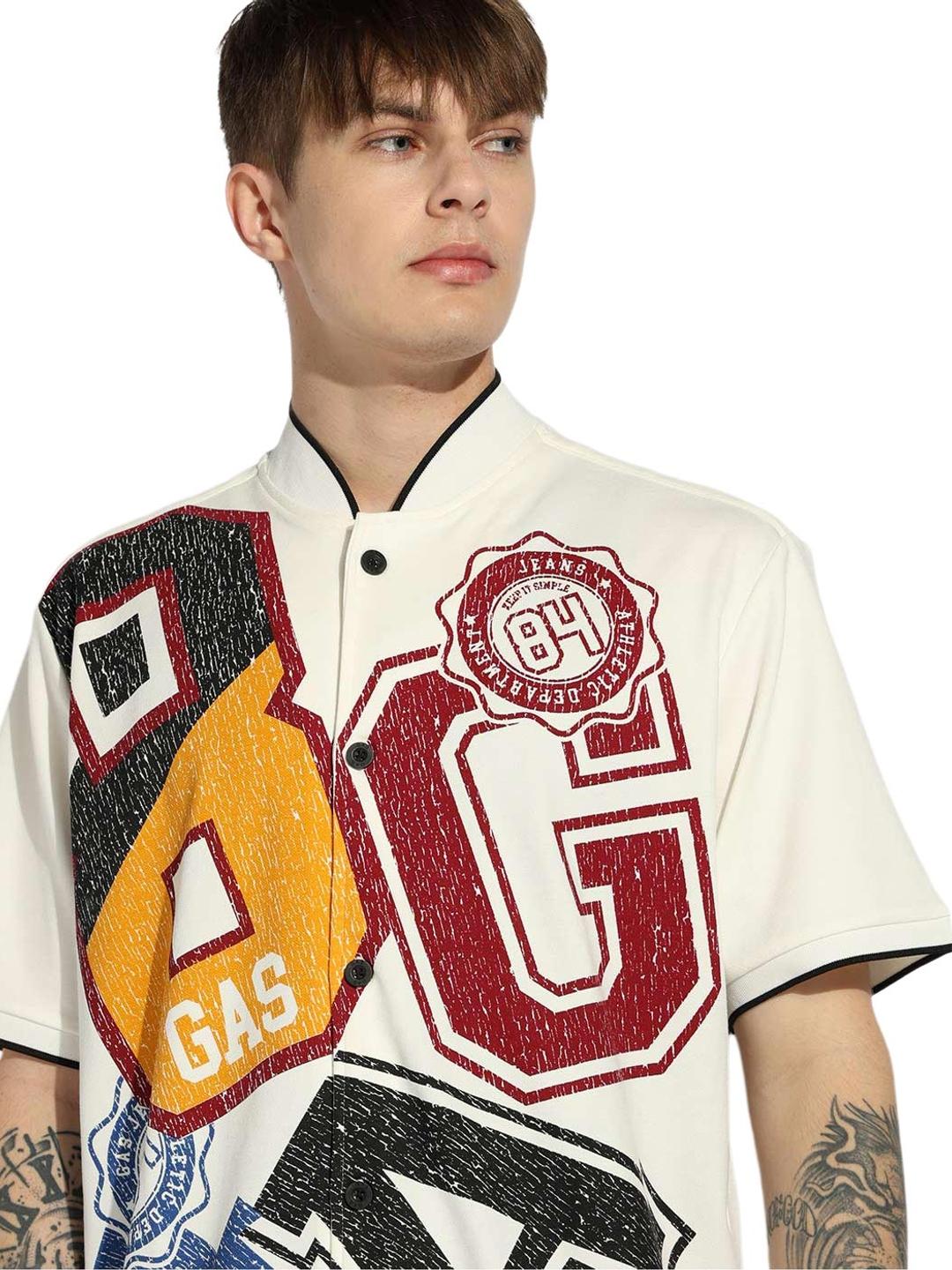 Short Sleeve Boxy Fit Baseball Shirt with Stylised Collar