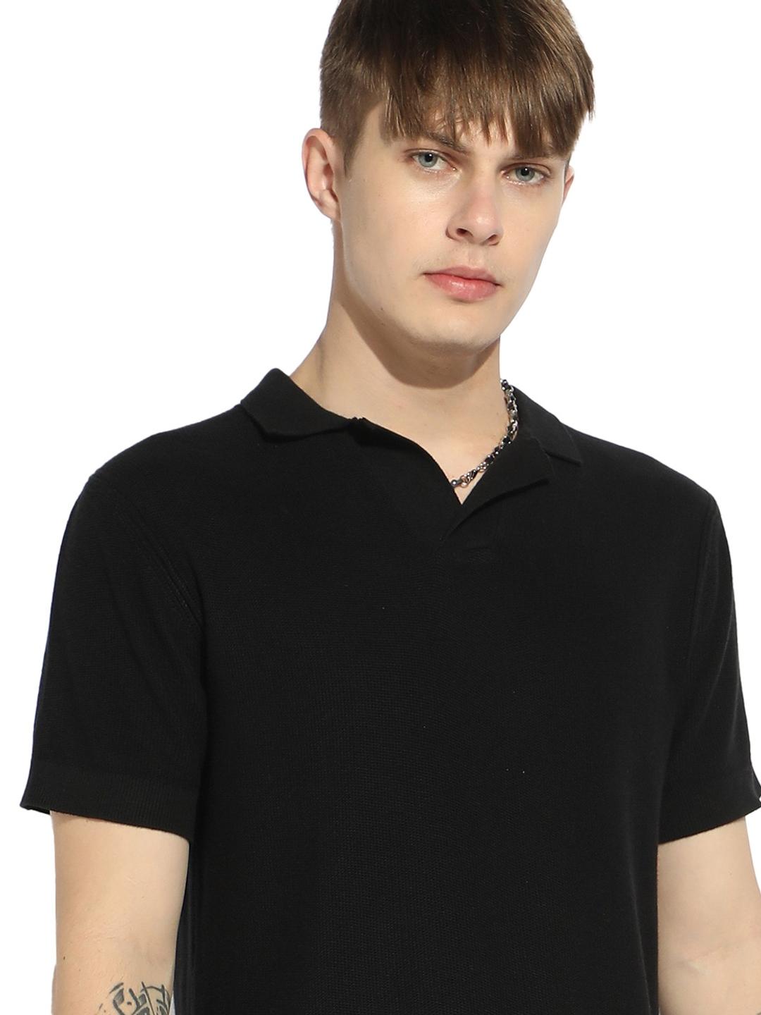 Stylised Neck Short Sleeve Regular Fit Knitwear