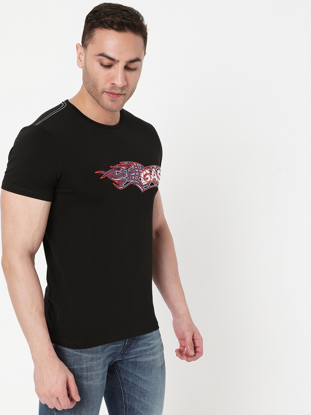 Printed Slim Fit Crew-Neck T-shirt