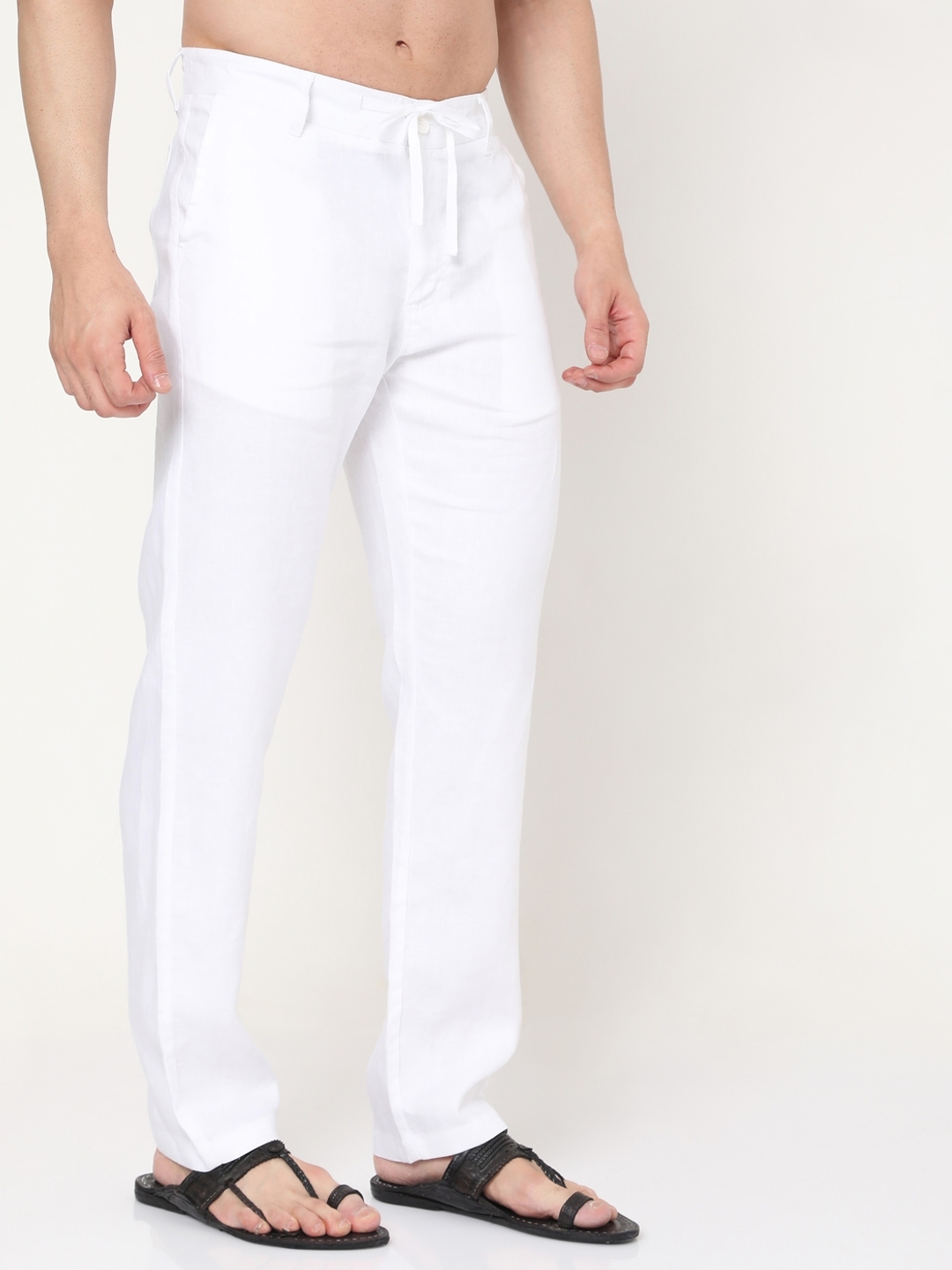 Rib Trim Linen Straight Leg Pants | Pants & Shorts | The White Company US