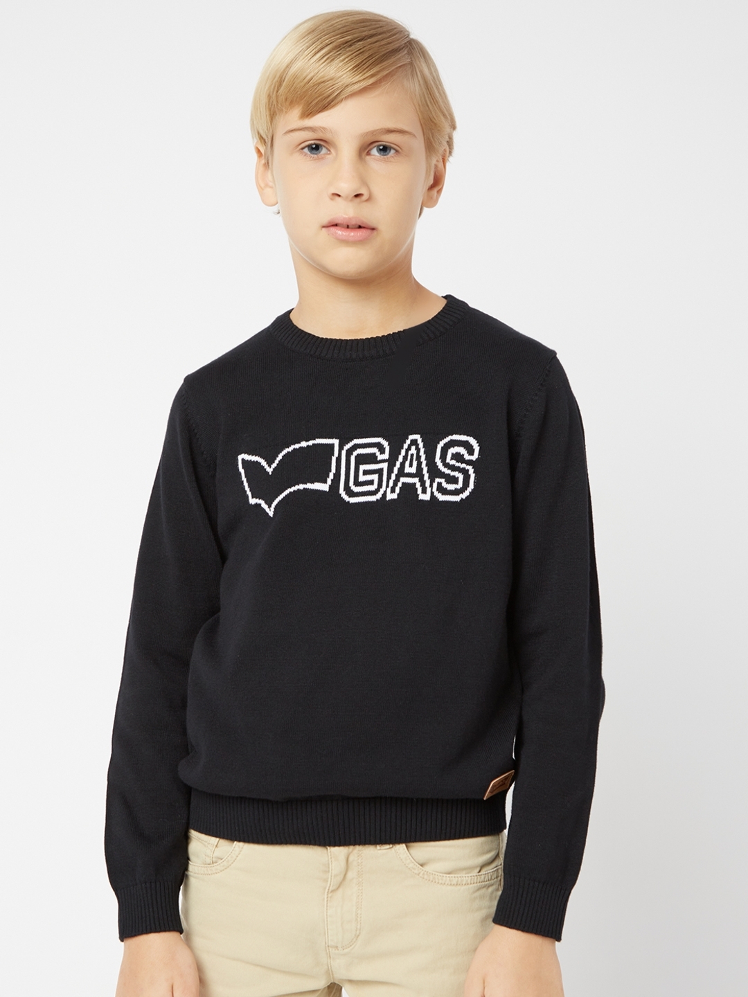 Boys black crew neck sweater best sale