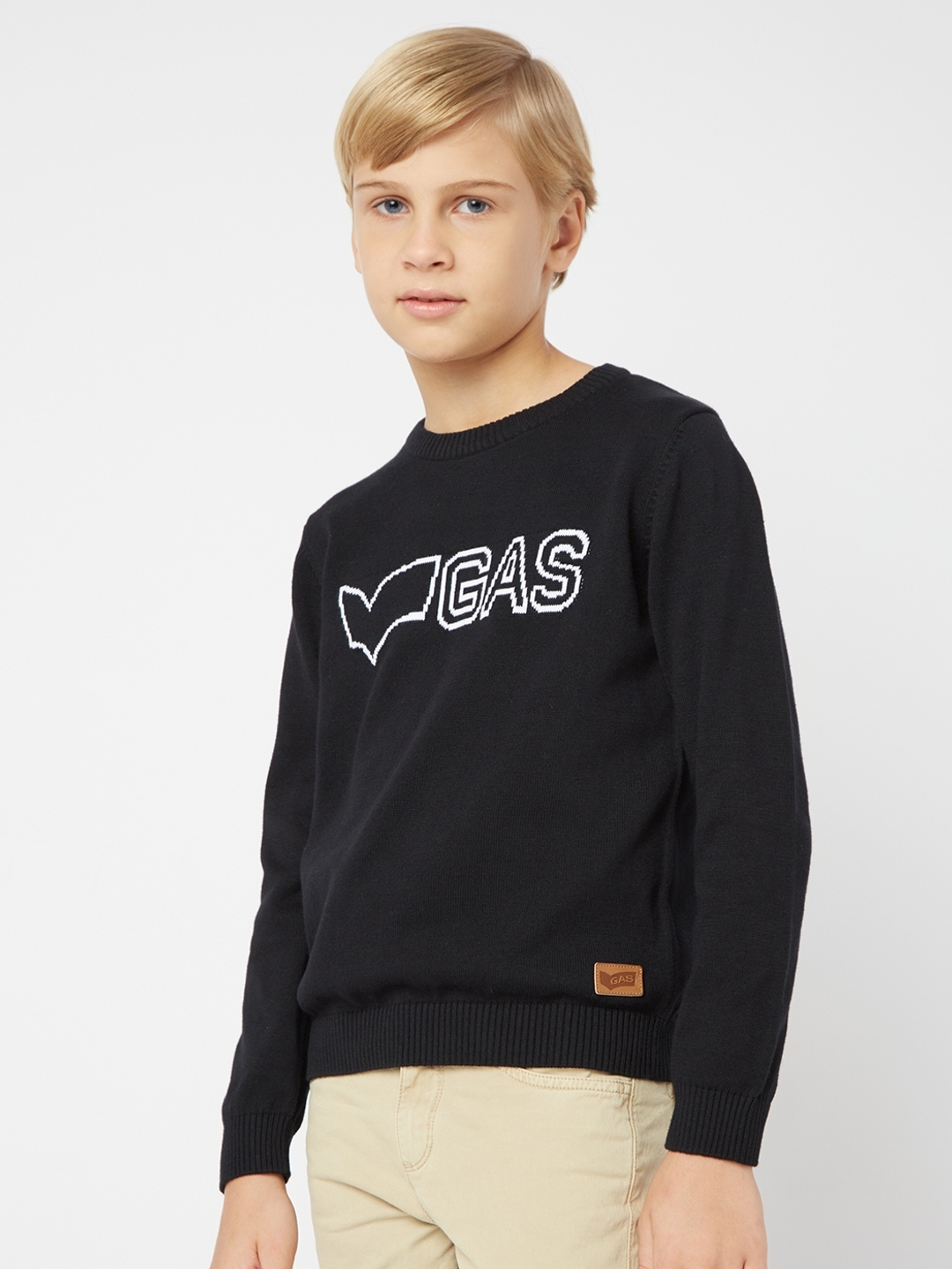 Brand Pattern Crew-Neck Sweater