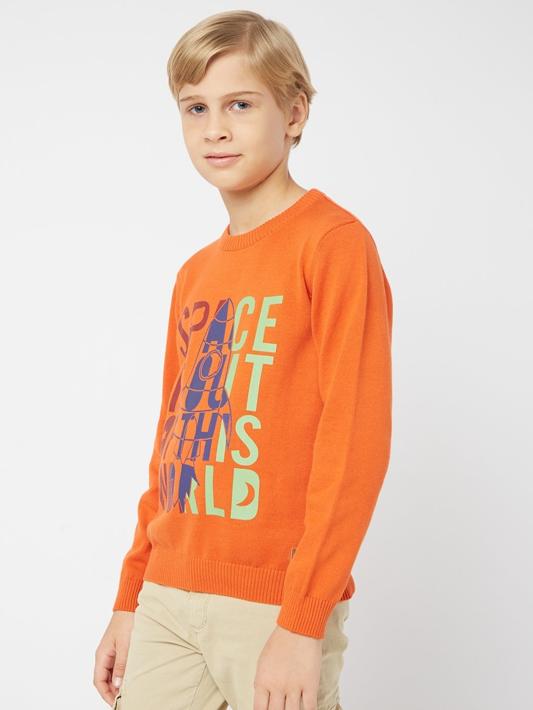 Typographic Print Crew-Neck Sweater