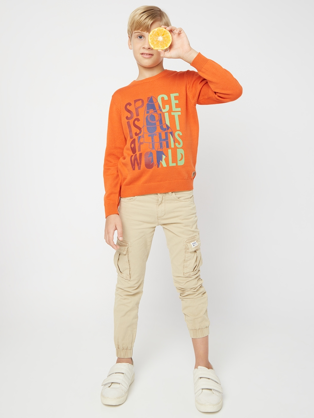 Typographic Print Crew-Neck Sweater