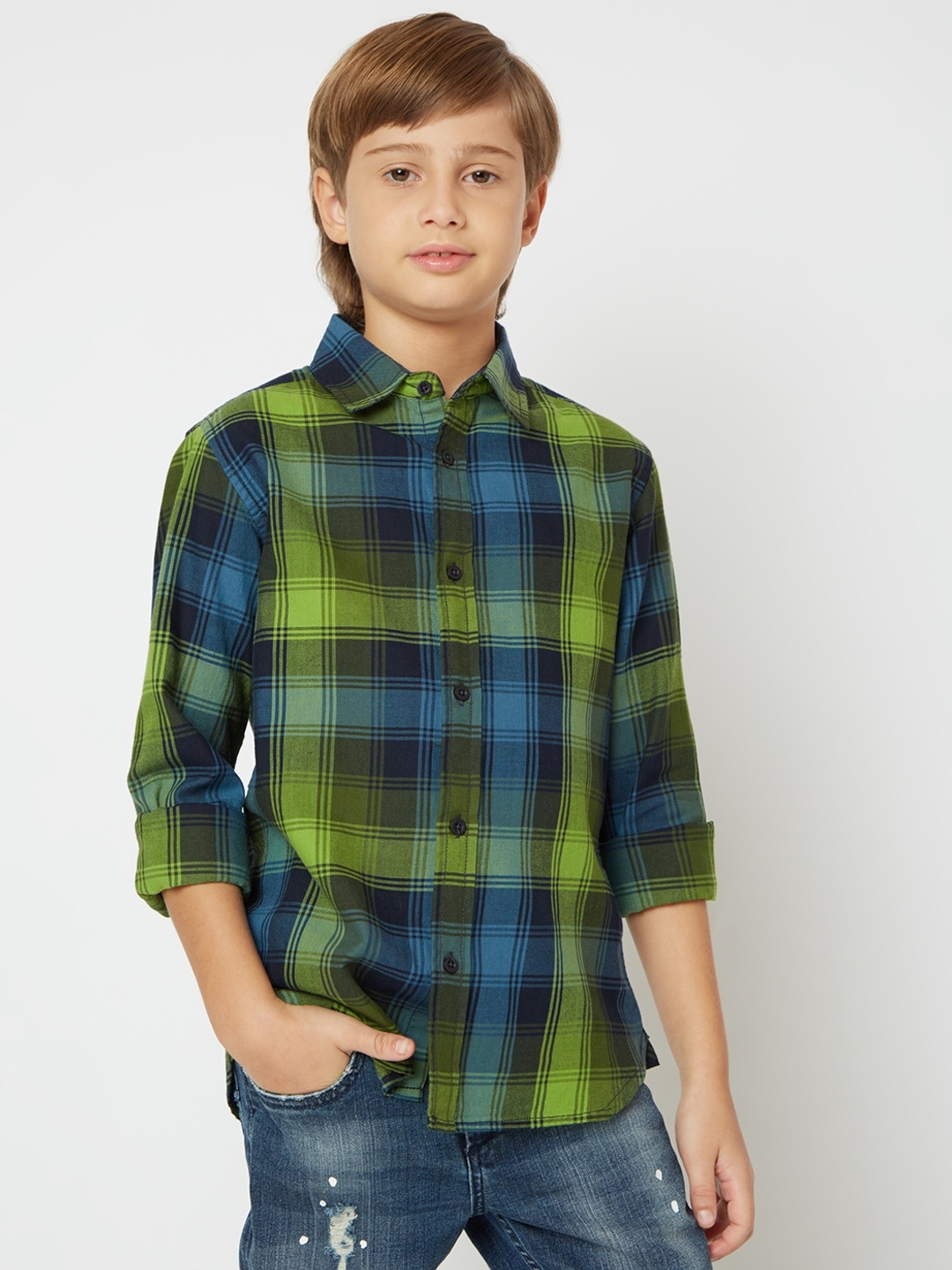 Lanzo Checked Shirt with Spread Collar