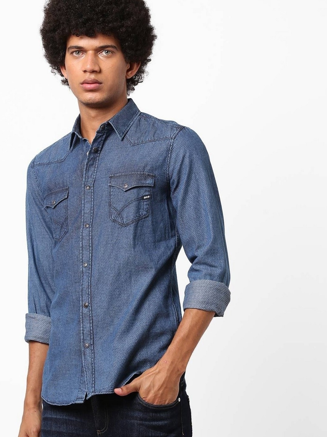 GAS Mens Slim Fit Denim Shirt (Blue) in Mumbai at best price by Reliance Gas  Lifestyle INDIA Pvt Ltd (Registered Office) - Justdial