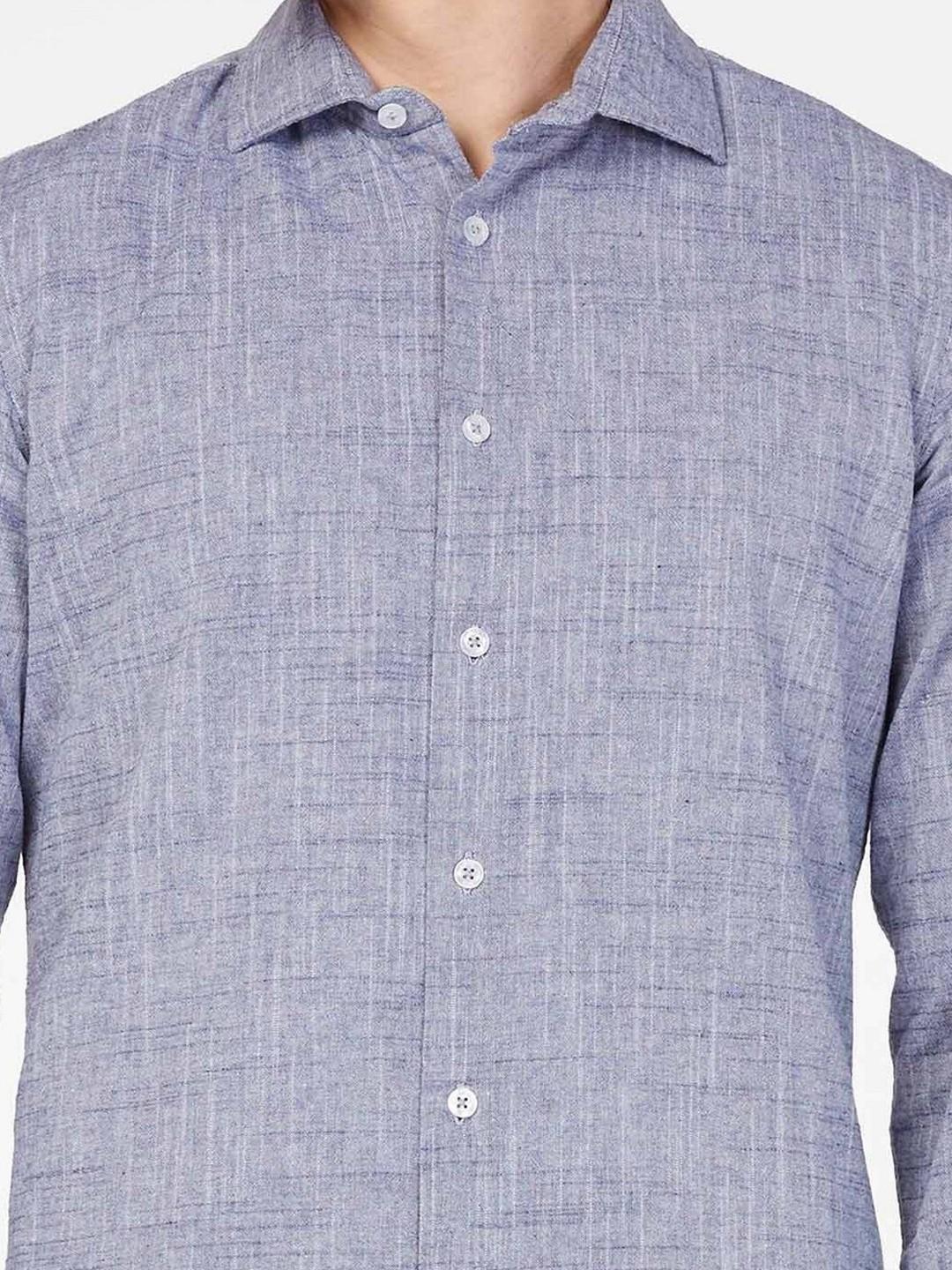 Textured Shirt with Spread Collar