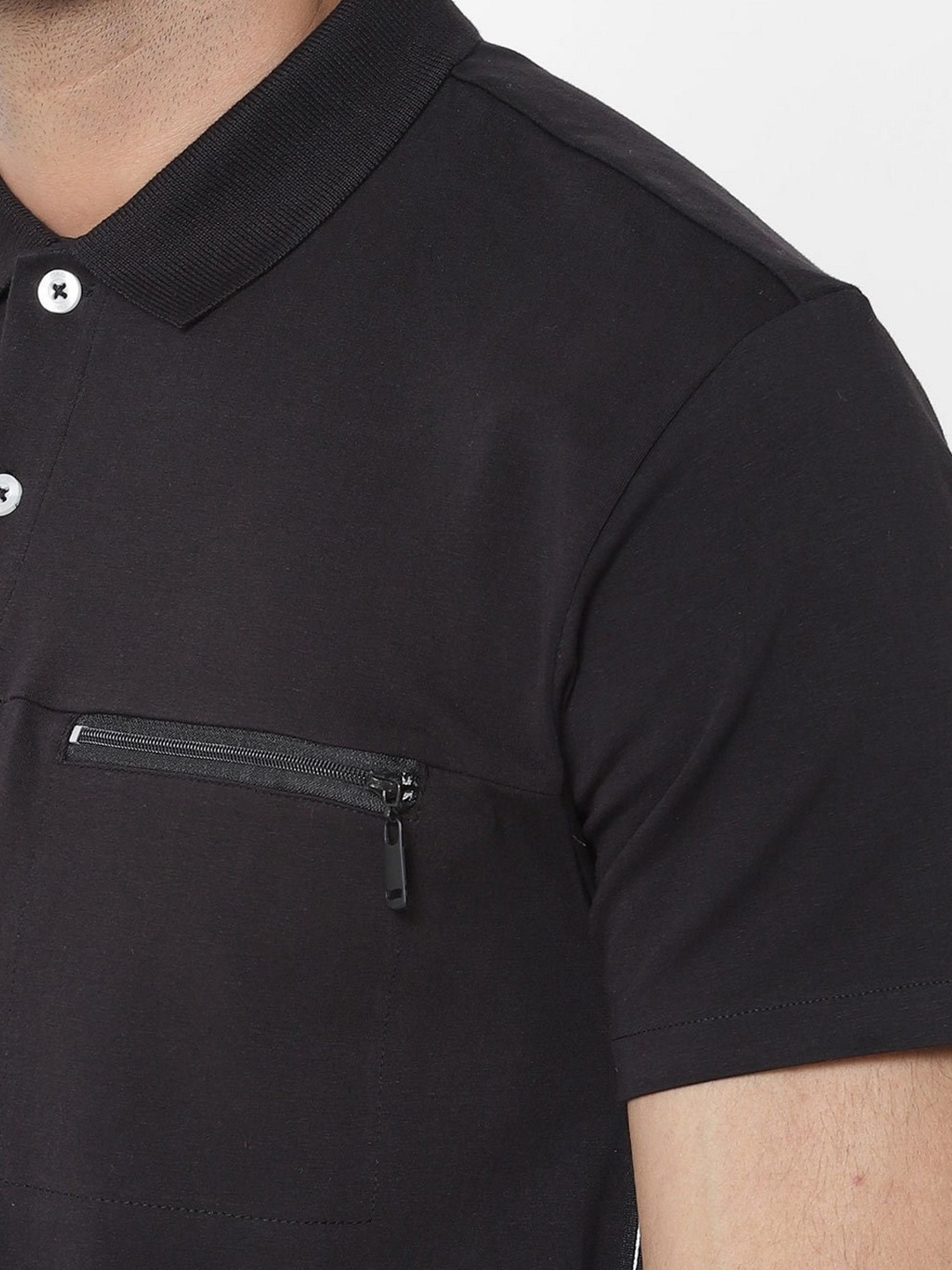 Keff Solid Black Polo T-Shirt