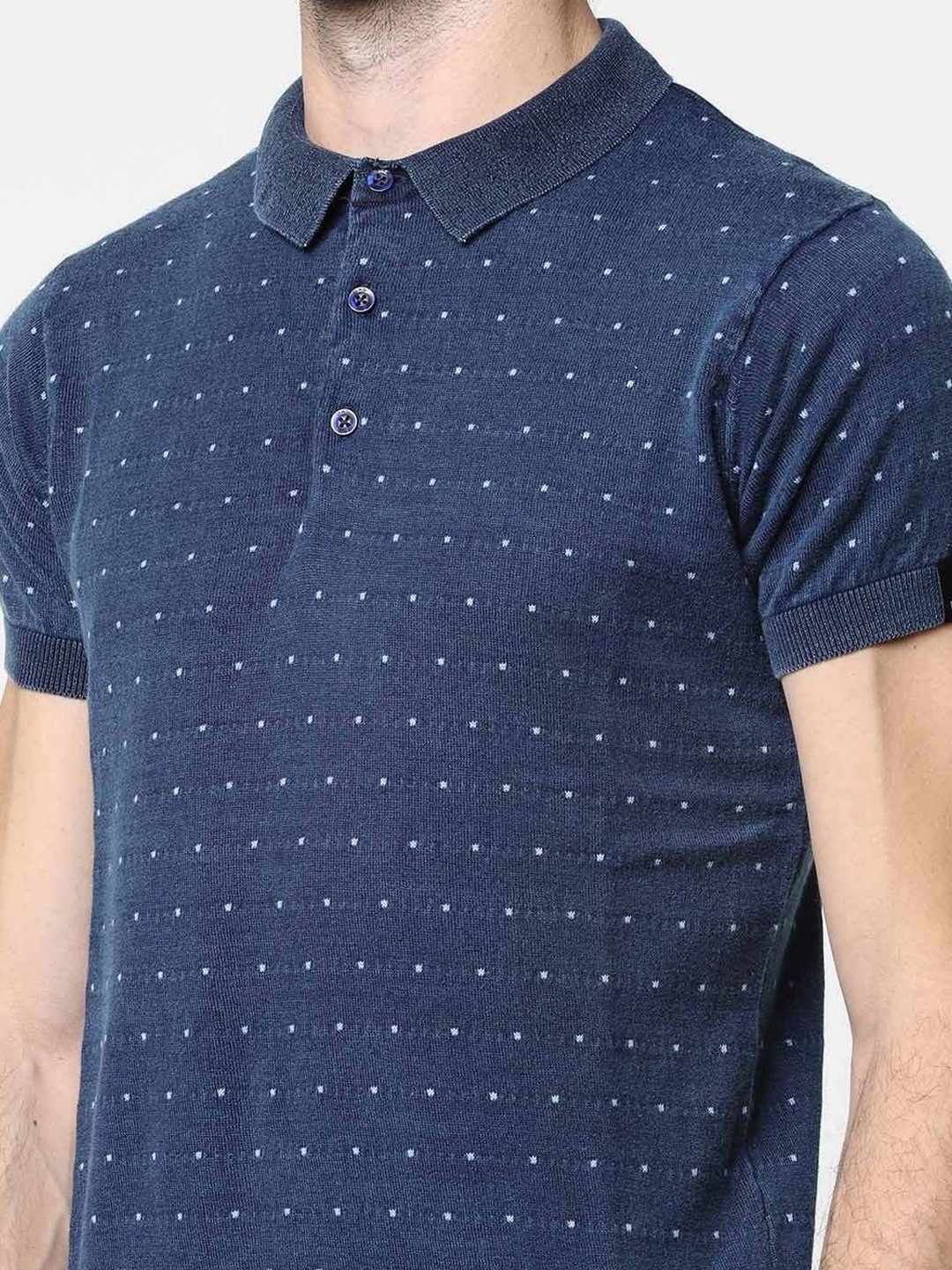 Ryce Polka-Dot Print Slim Fit Polo T-shirt