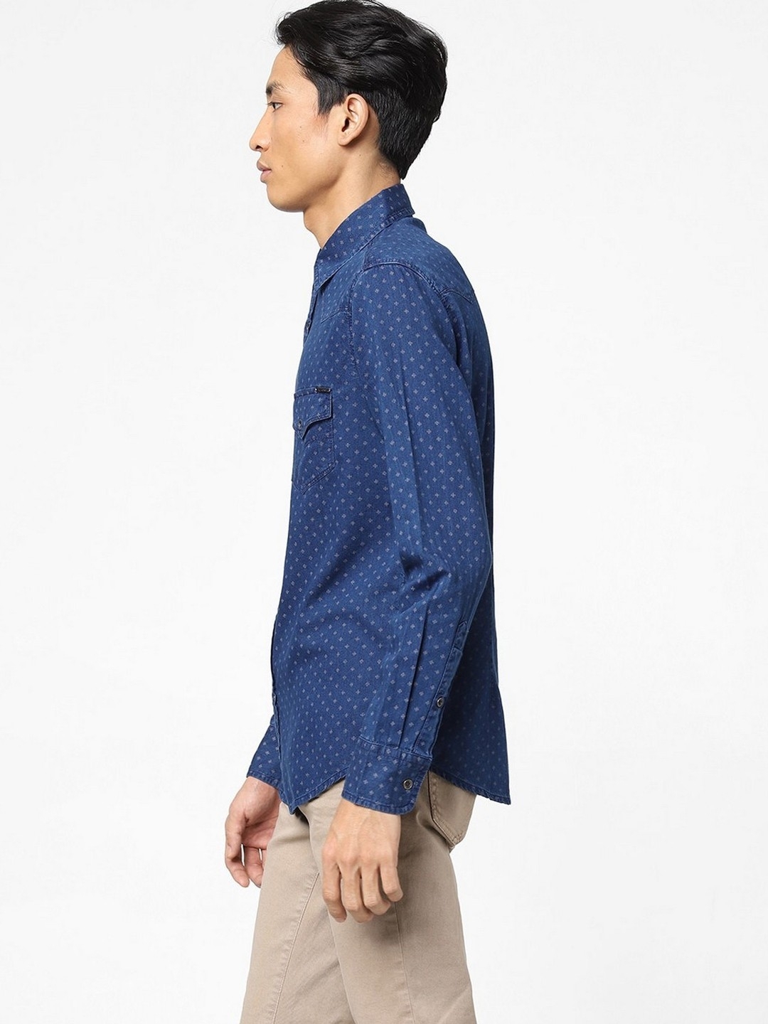 Printed Slim Fit Shirt with Button-Flap Pockets
