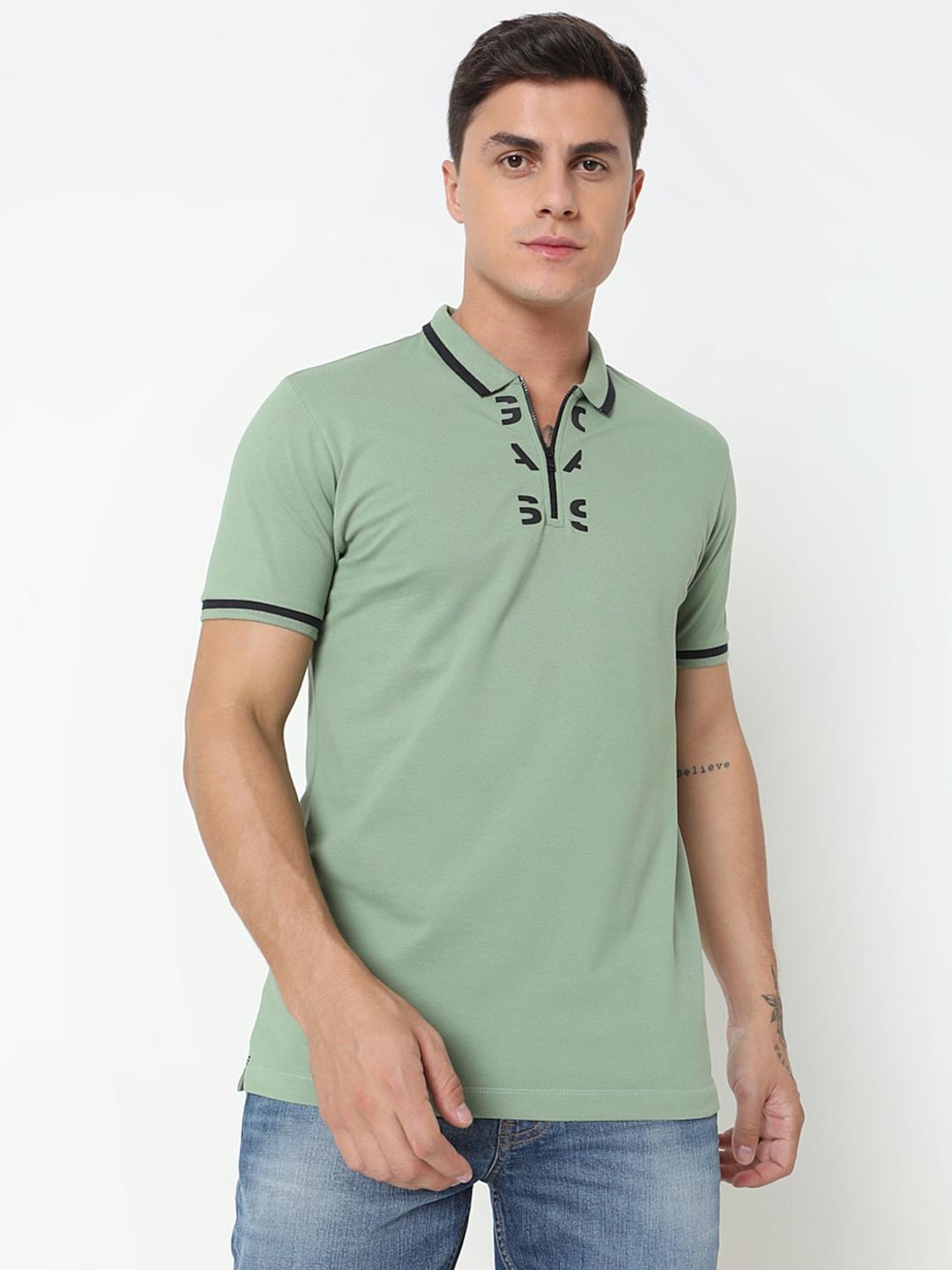 Regular Fit Placement Print Polo T-Shirt with Short Sleeve