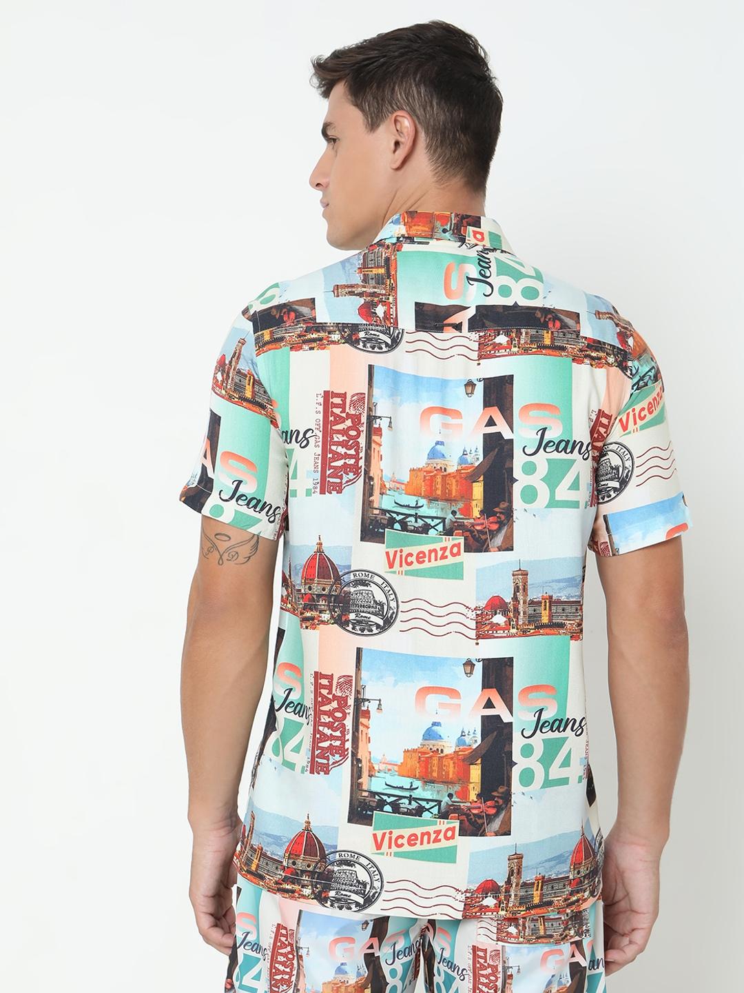 Regular Fit All Over Printed Short Sleeve Shirt with Classic Collar