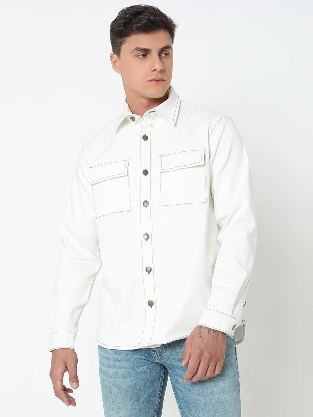 Shacket Solid Full Sleeve Shirt with Classic Collar