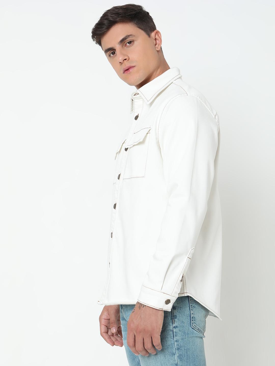 Shacket Solid Full Sleeve Shirt with Classic Collar