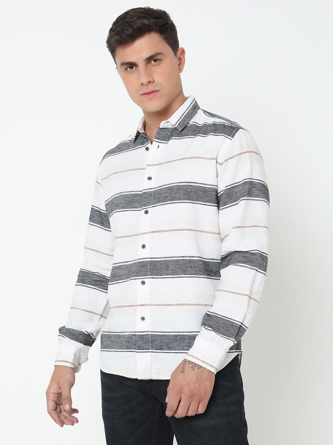 Regular Fit Striped Full Sleeve Shirt with Classic Collar