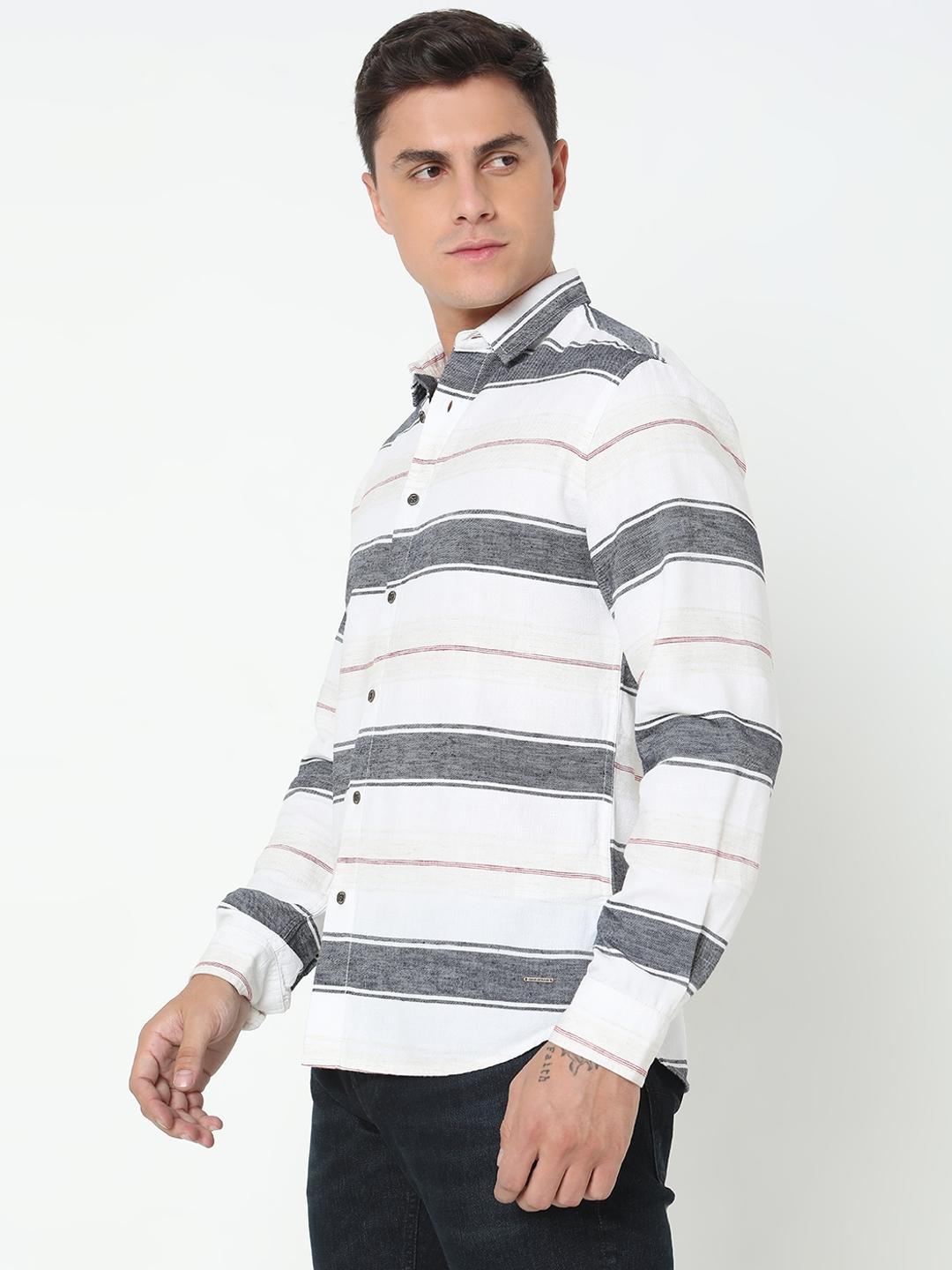 Regular Fit Striped Full Sleeve Shirt with Classic Collar