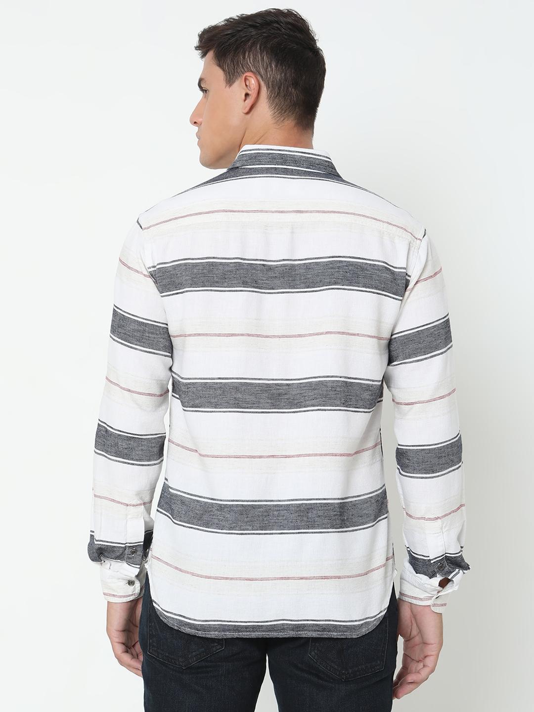 Regular Fit Striped Full Sleeve Shirt with Classic Collar