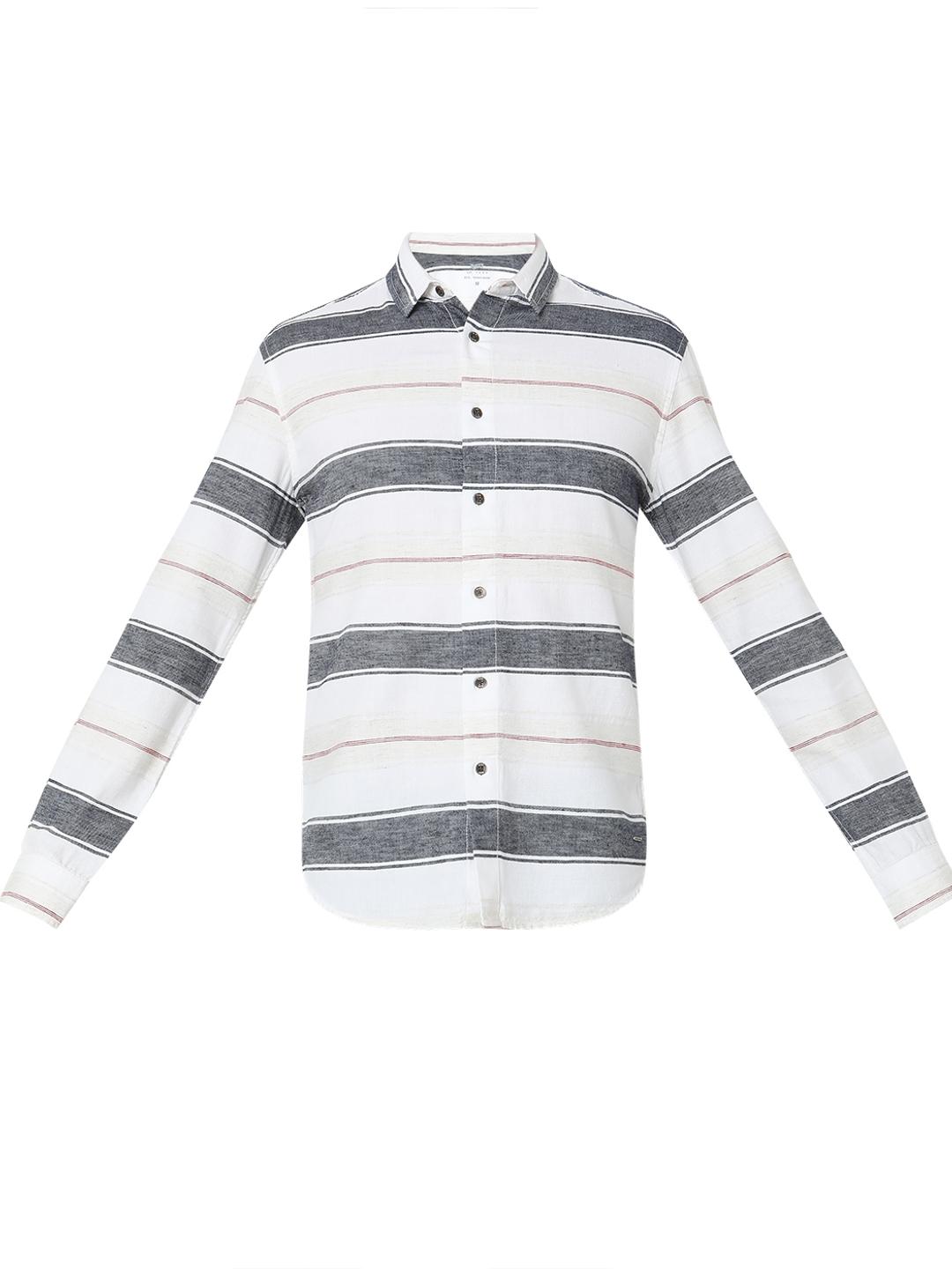 Regular Fit Striped Full Sleeve Shirt with Classic Collar