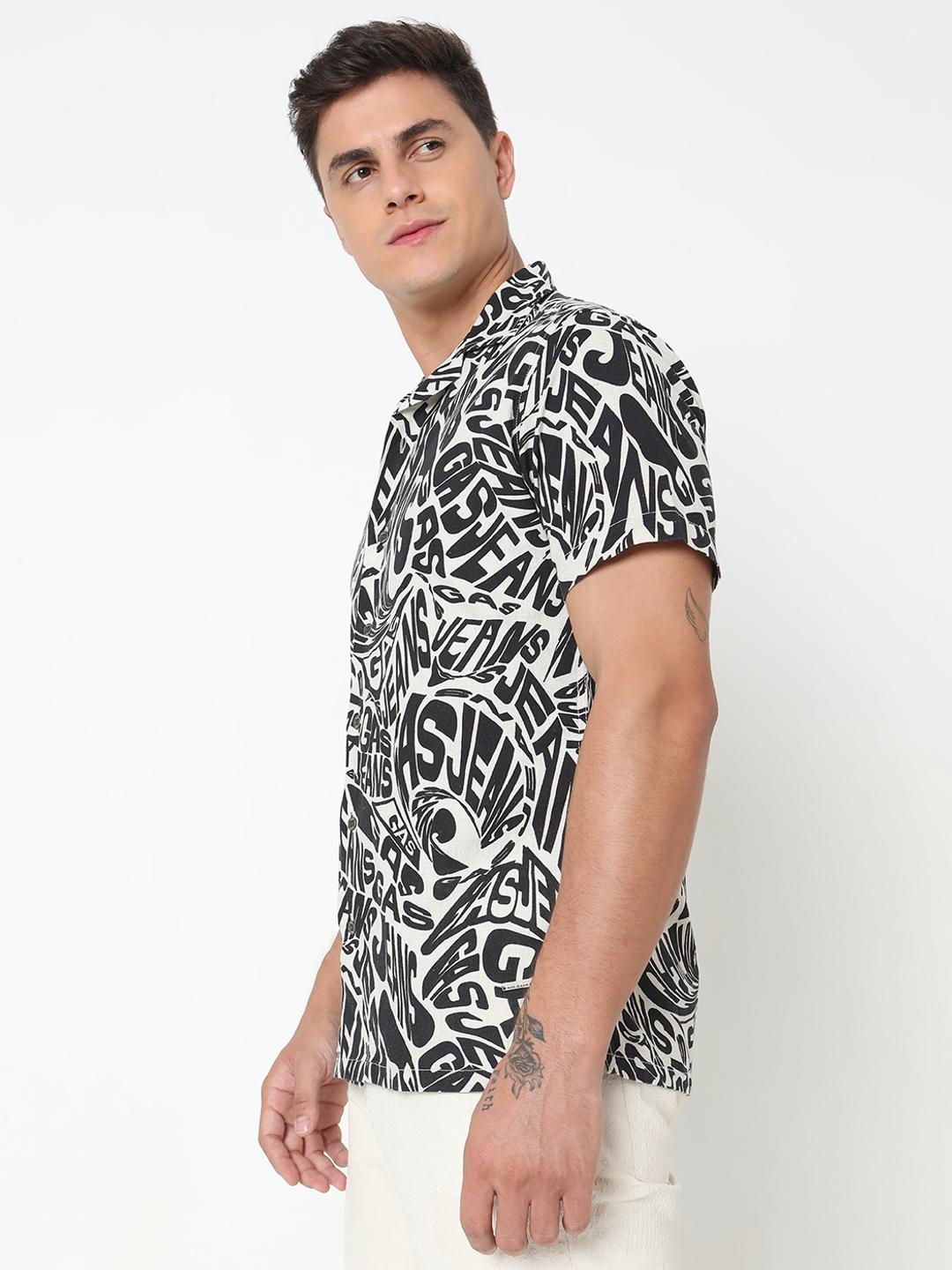 Regular Fit All Over Printed Short Sleeve Shirt with Resort Collar