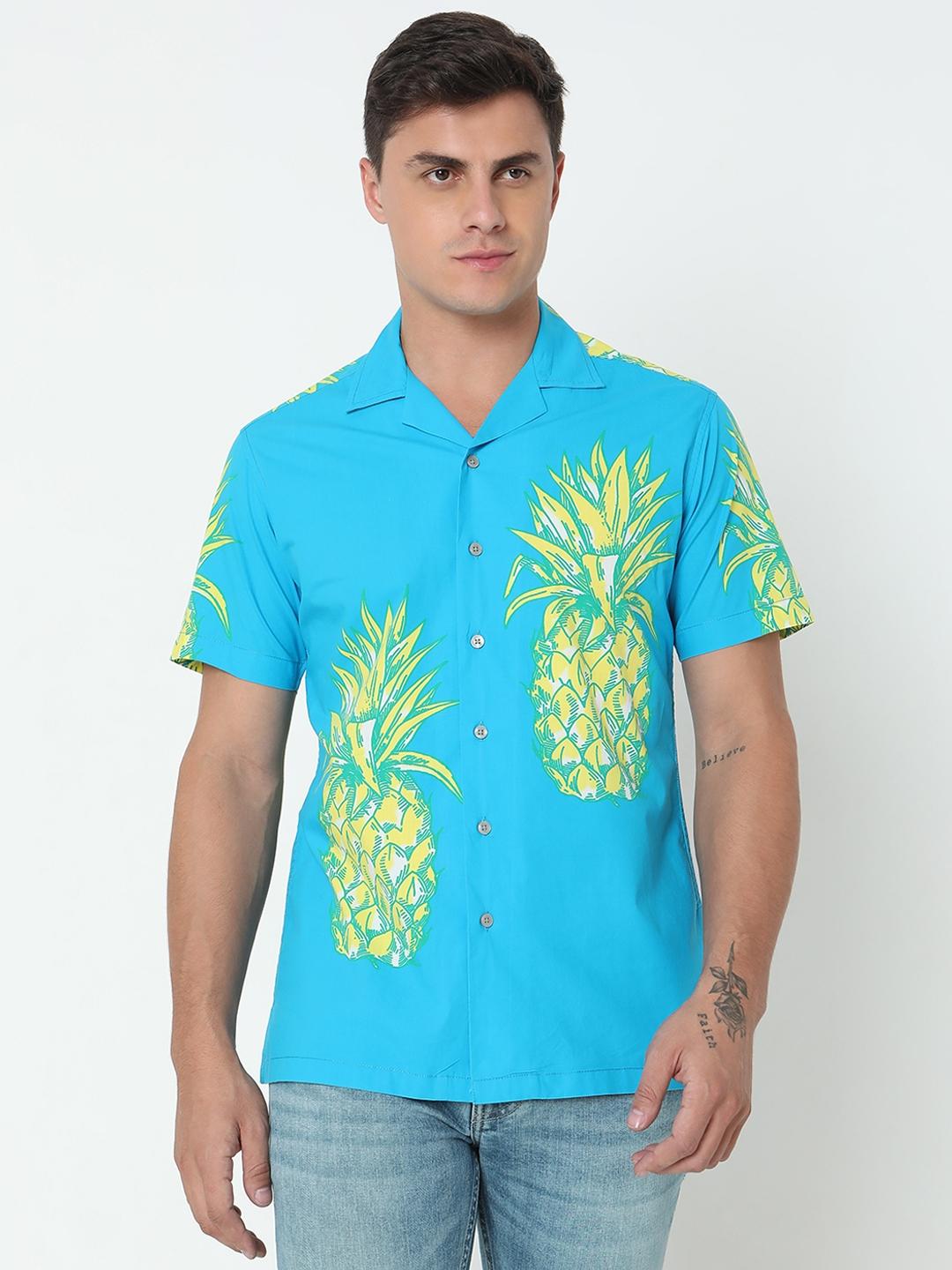 Regular Fit Graphic Short Sleeve Shirt with Resort Collar