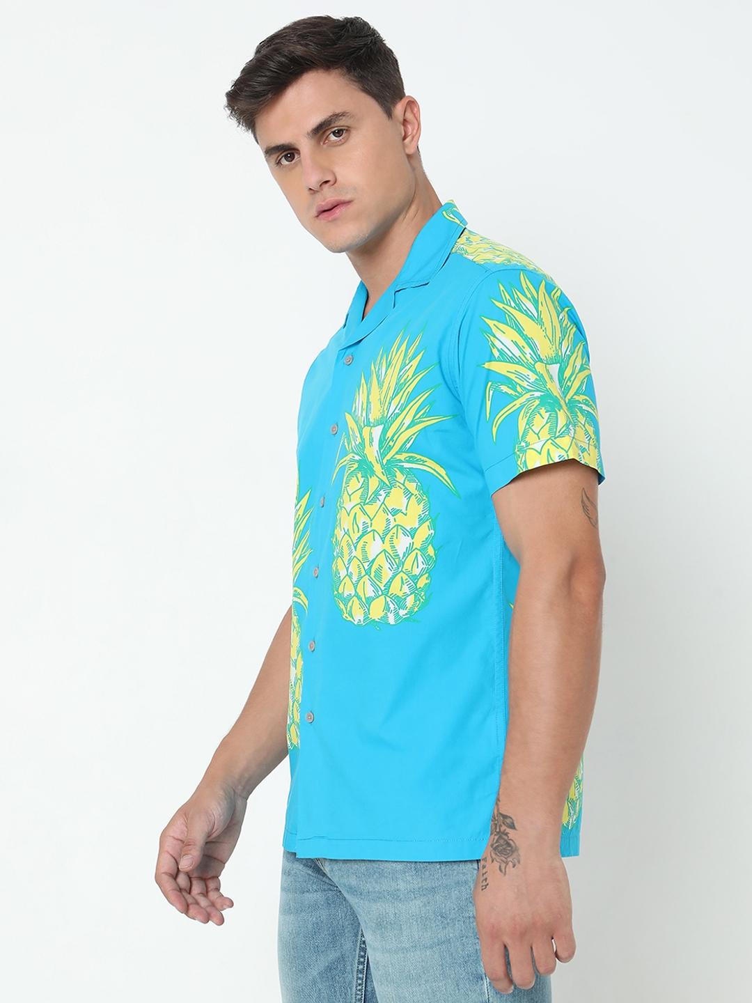 Regular Fit Graphic Short Sleeve Shirt with Resort Collar