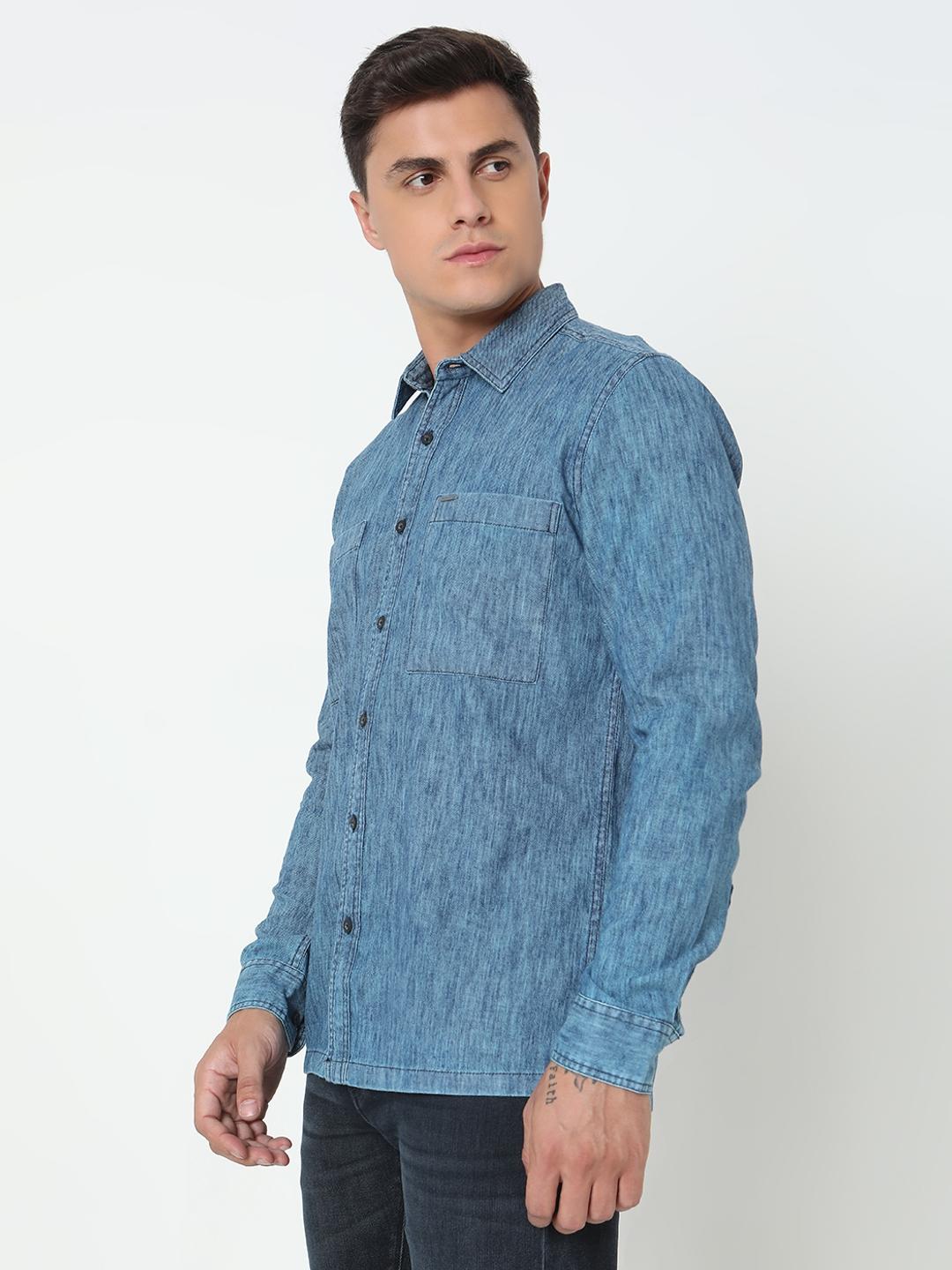 Regular Fit Solid Full Sleeve Shirt with Classic Collar