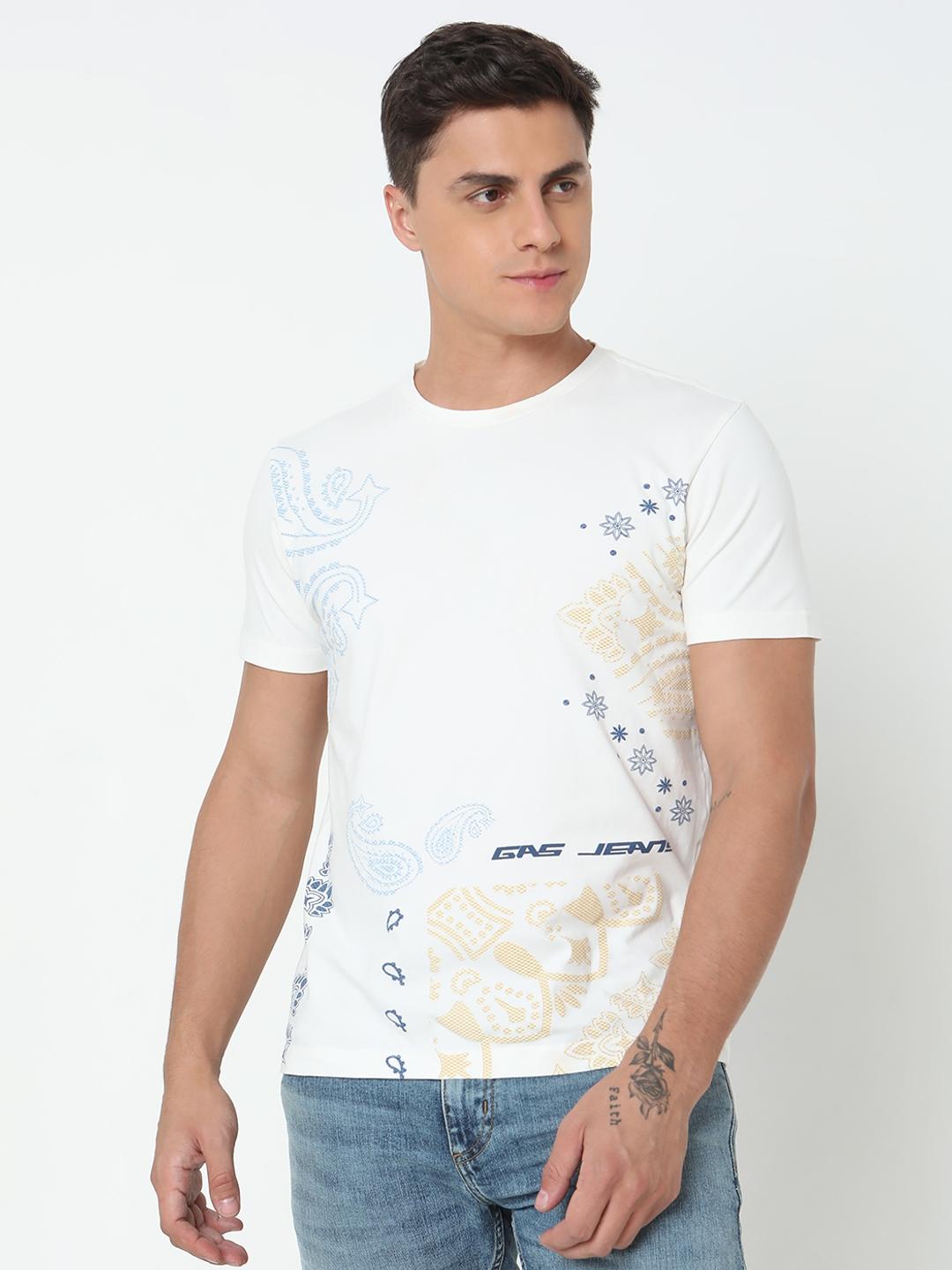 Regular Fit All Over Printed Round Neck T-Shirt with Short Sleeve