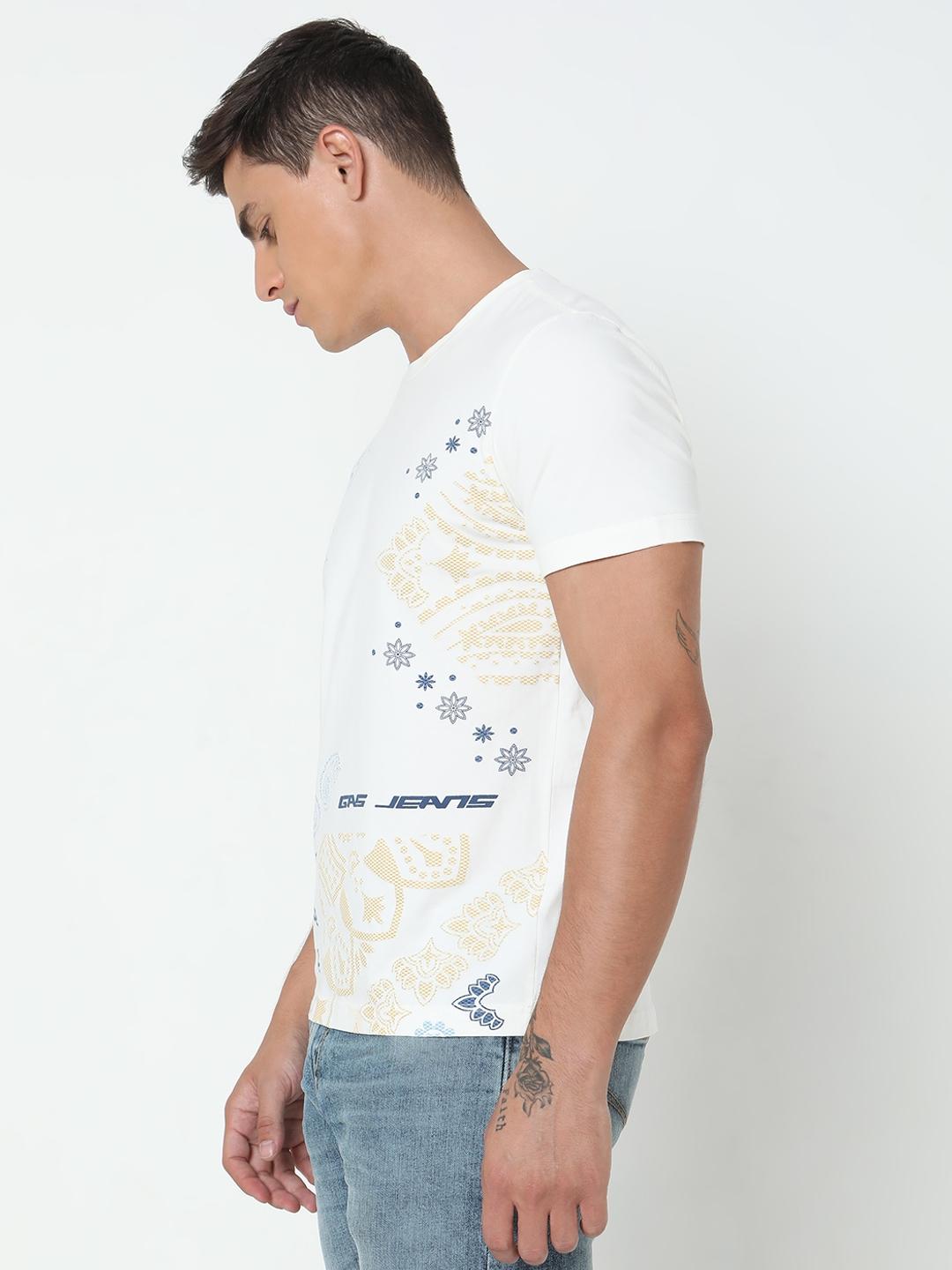 Regular Fit All Over Printed Round Neck T-Shirt with Short Sleeve