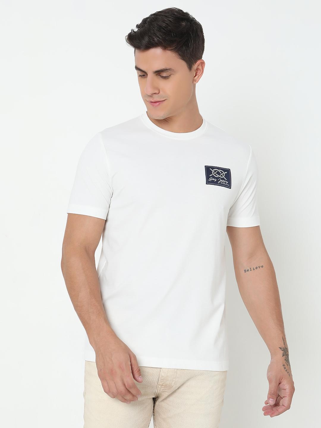 Regular Fit Printed Round Neck T-Shirt with Short Sleeve