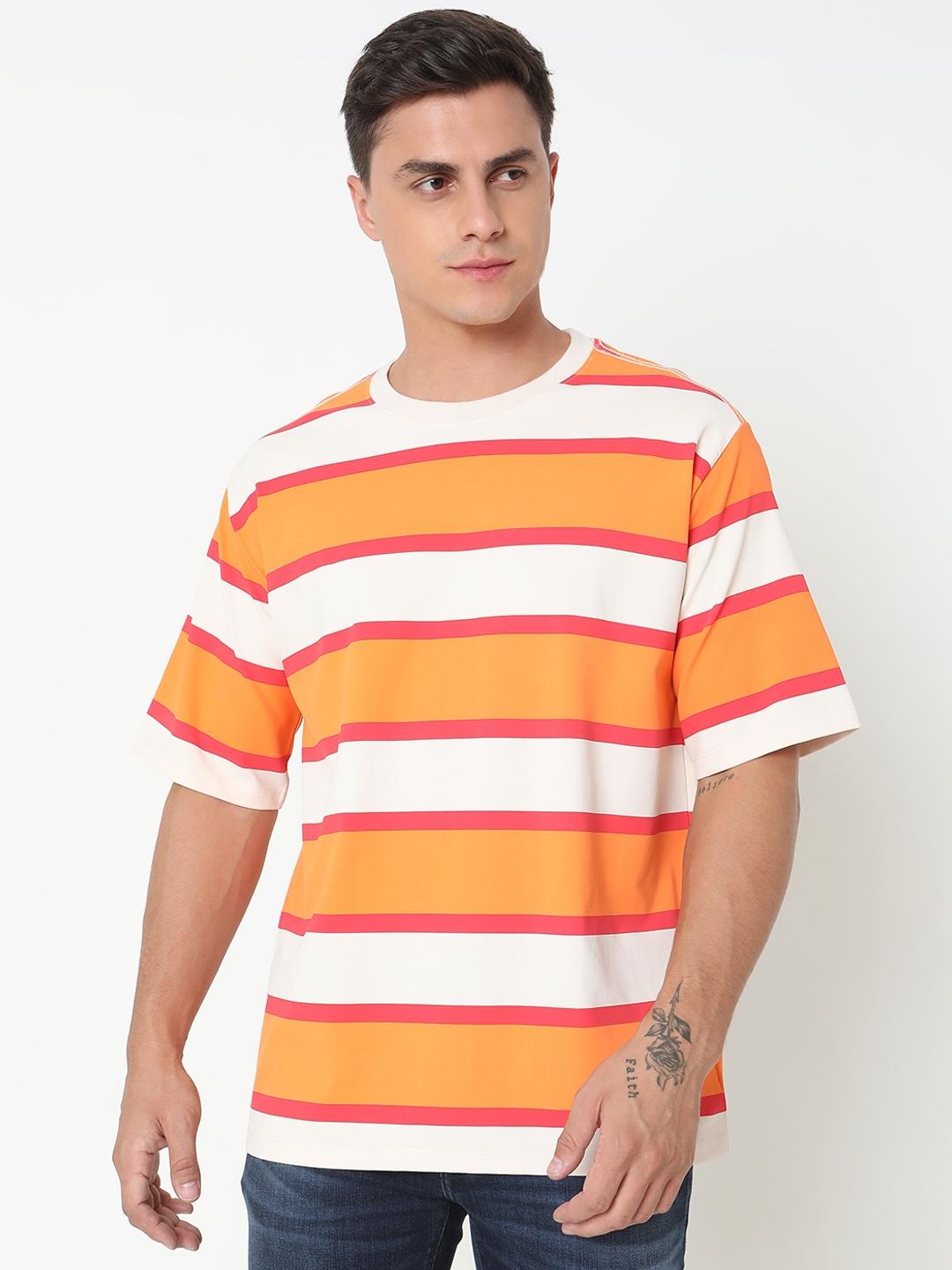 Boxy Fit All Over Printed Round Neck T-Shirt with Short Sleeve