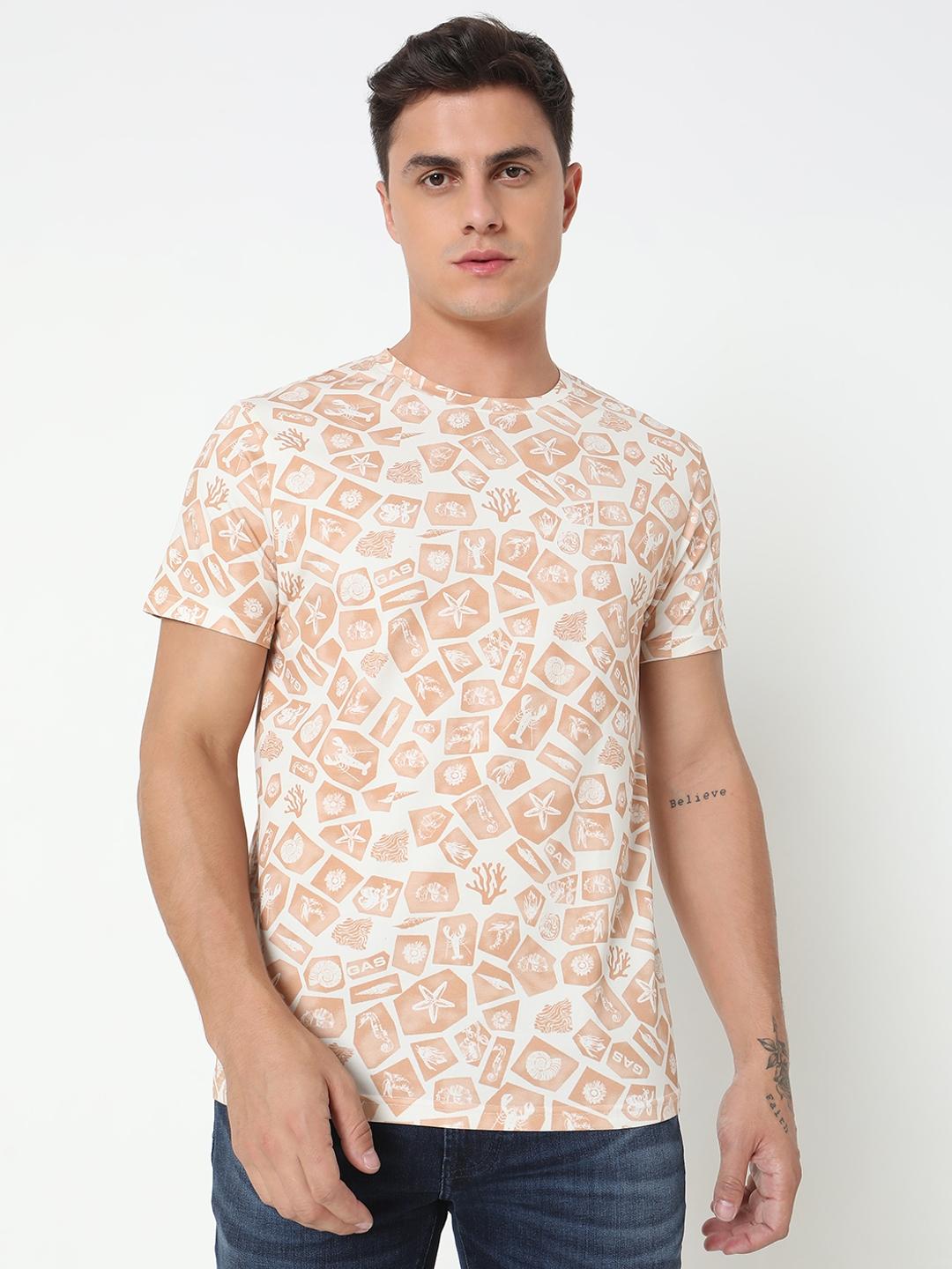 Boxy Fit All Over Printed Round Neck T-Shirt