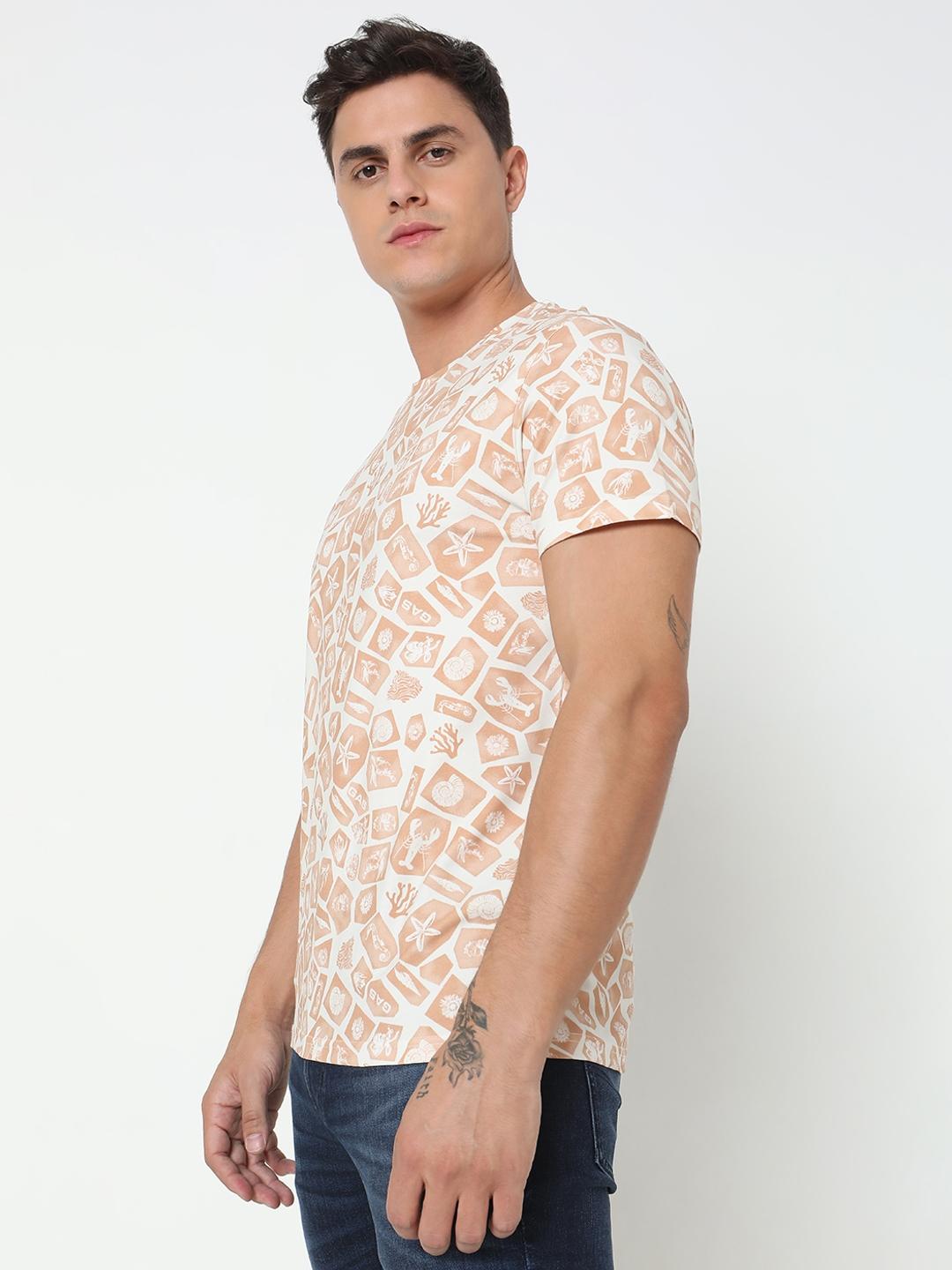 Boxy Fit All Over Printed Round Neck T-Shirt