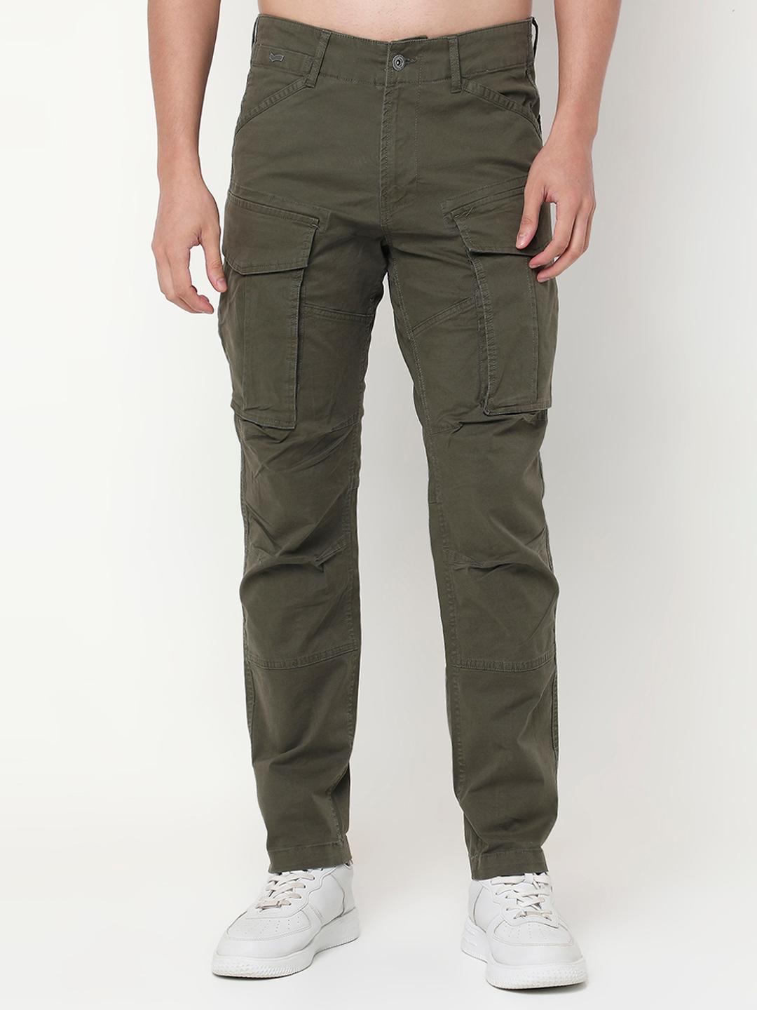 Regular Tapered Fit Solid Cotton Lycra Trousers