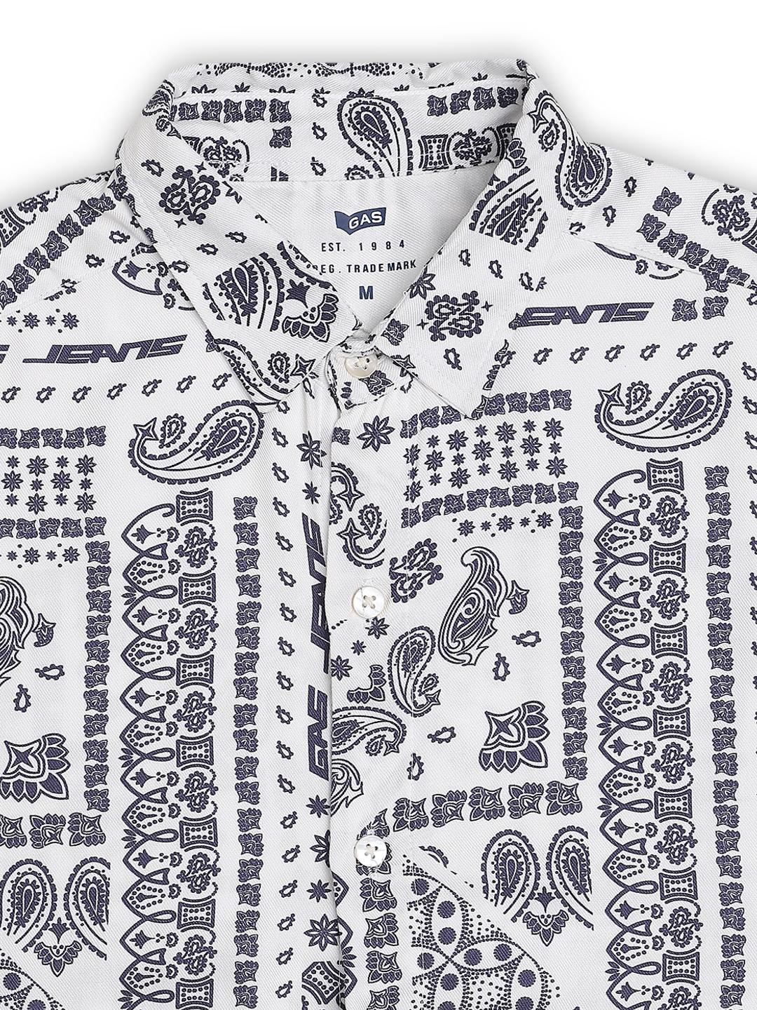 Boxy Fit All Over Printed Short Sleeve Shirt with Classic Collar