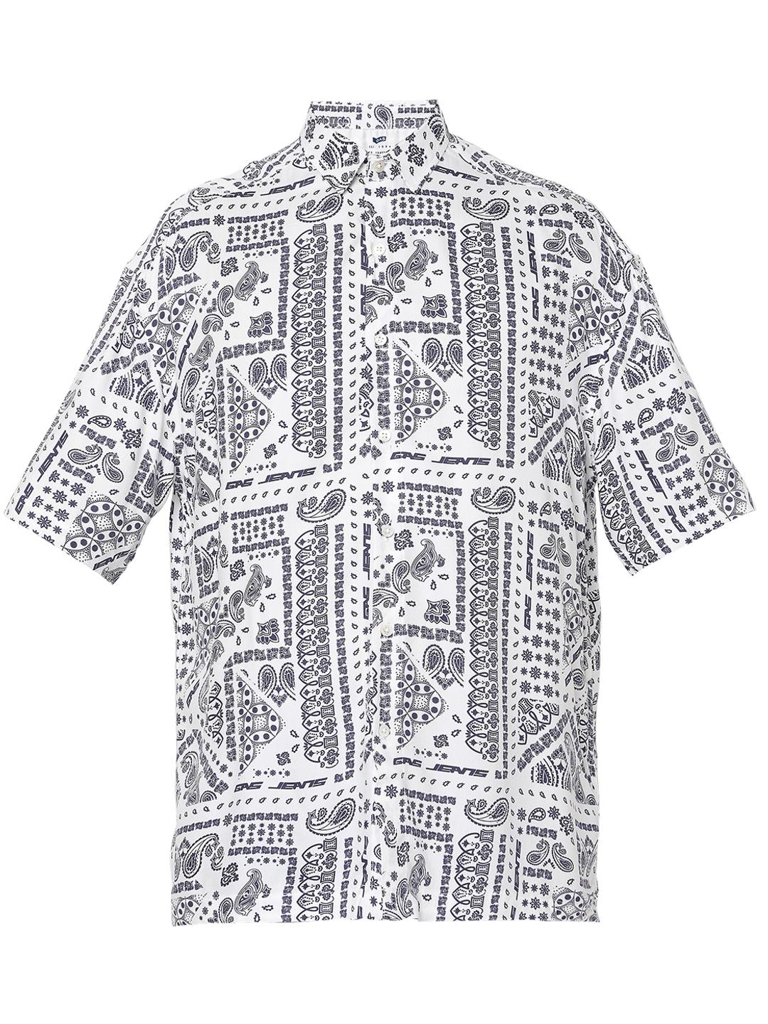 Boxy Fit All Over Printed Short Sleeve Shirt with Classic Collar