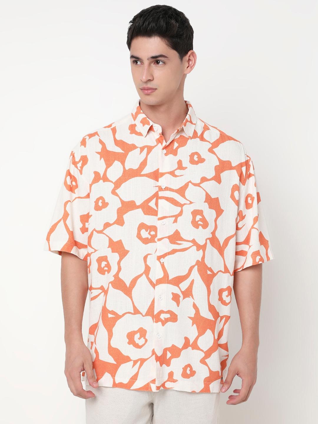 Boxy Fit All Over Printed Short Sleeve Shirt with Classic Collar