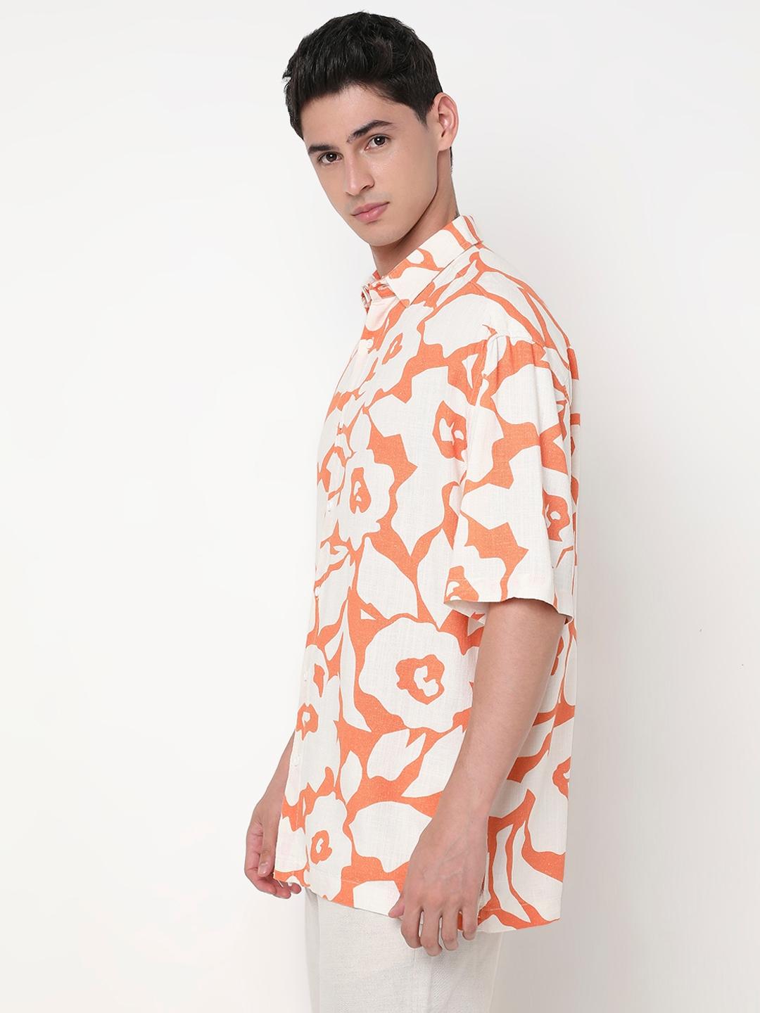 Boxy Fit All Over Printed Short Sleeve Shirt with Classic Collar