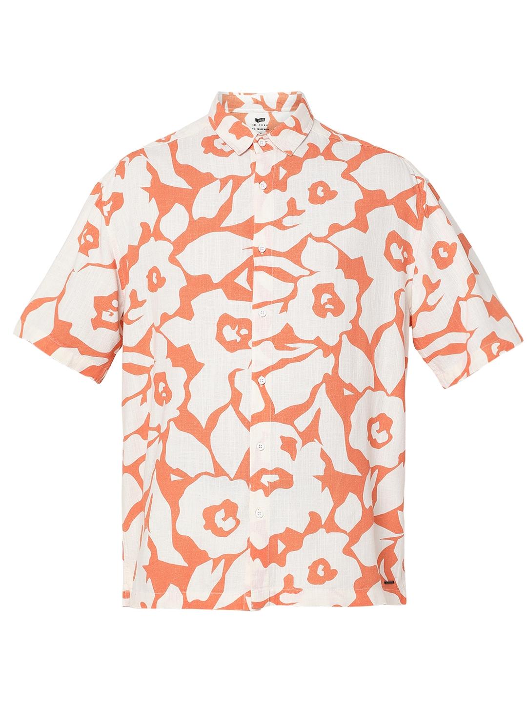 Boxy Fit All Over Printed Short Sleeve Shirt with Classic Collar