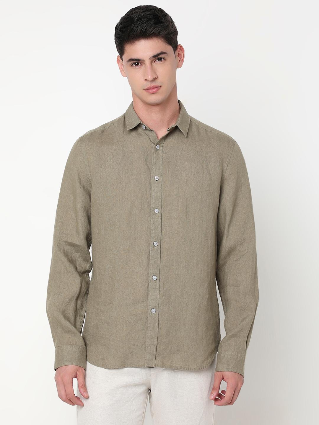 Regular Fit Solid Full Sleeve Shirt with Classic Collar