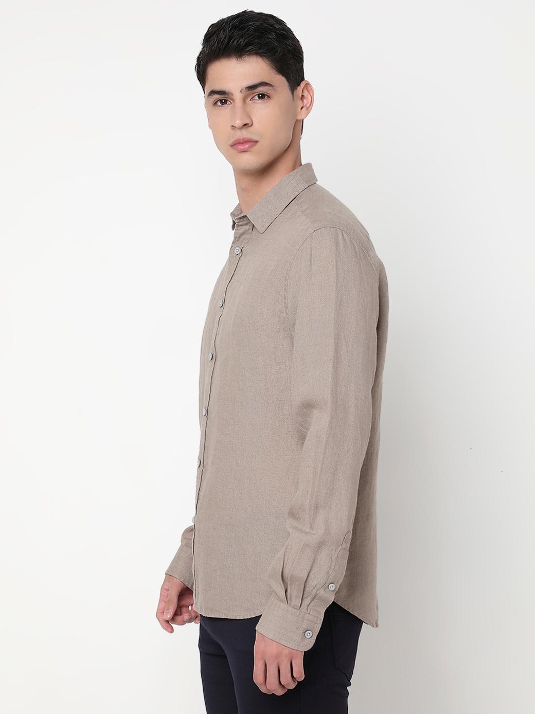 Regular Fit Solid Full Sleeve Shirt with Classic Collar