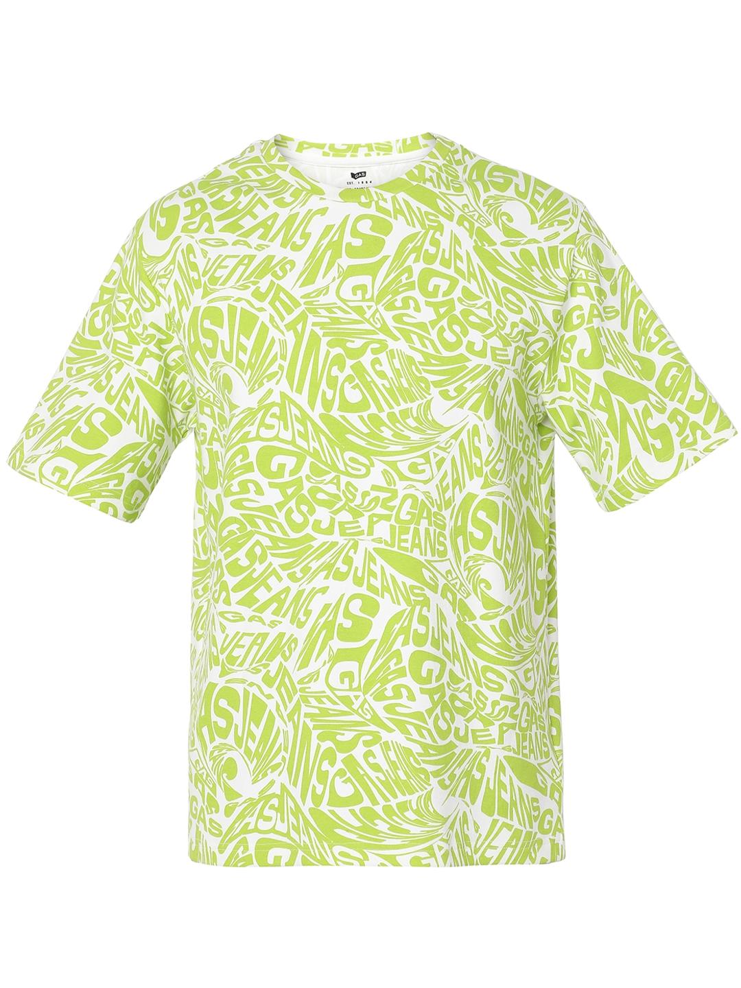 Boxy Fit All Over Printed Round Neck T-Shirt with Short Sleeve