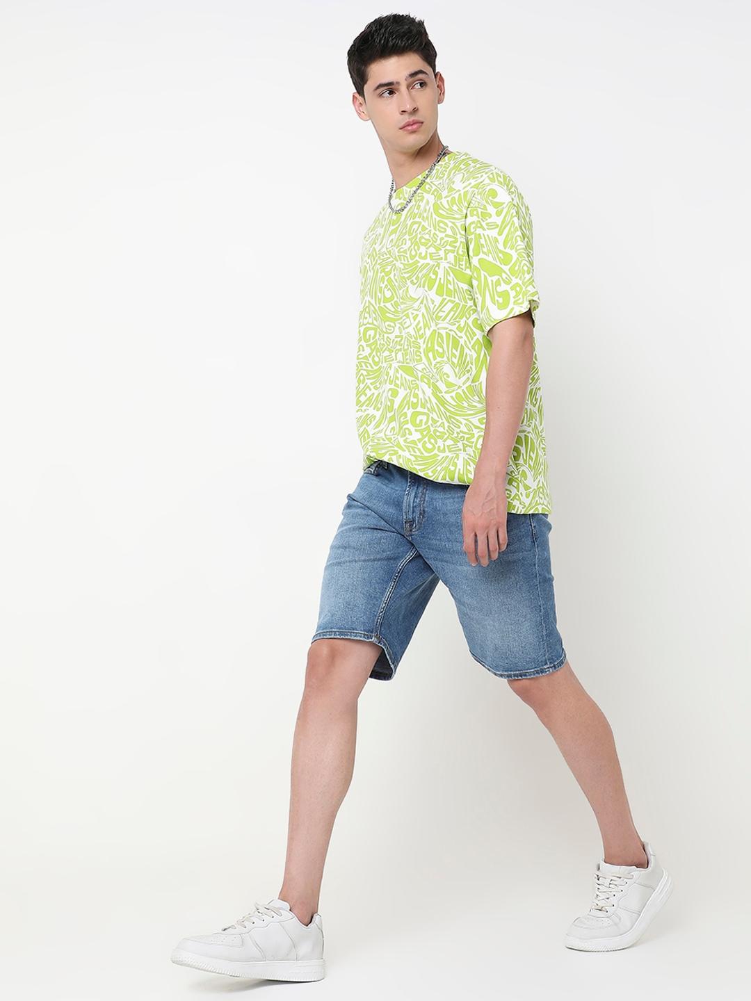 Boxy Fit All Over Printed Round Neck T-Shirt with Short Sleeve